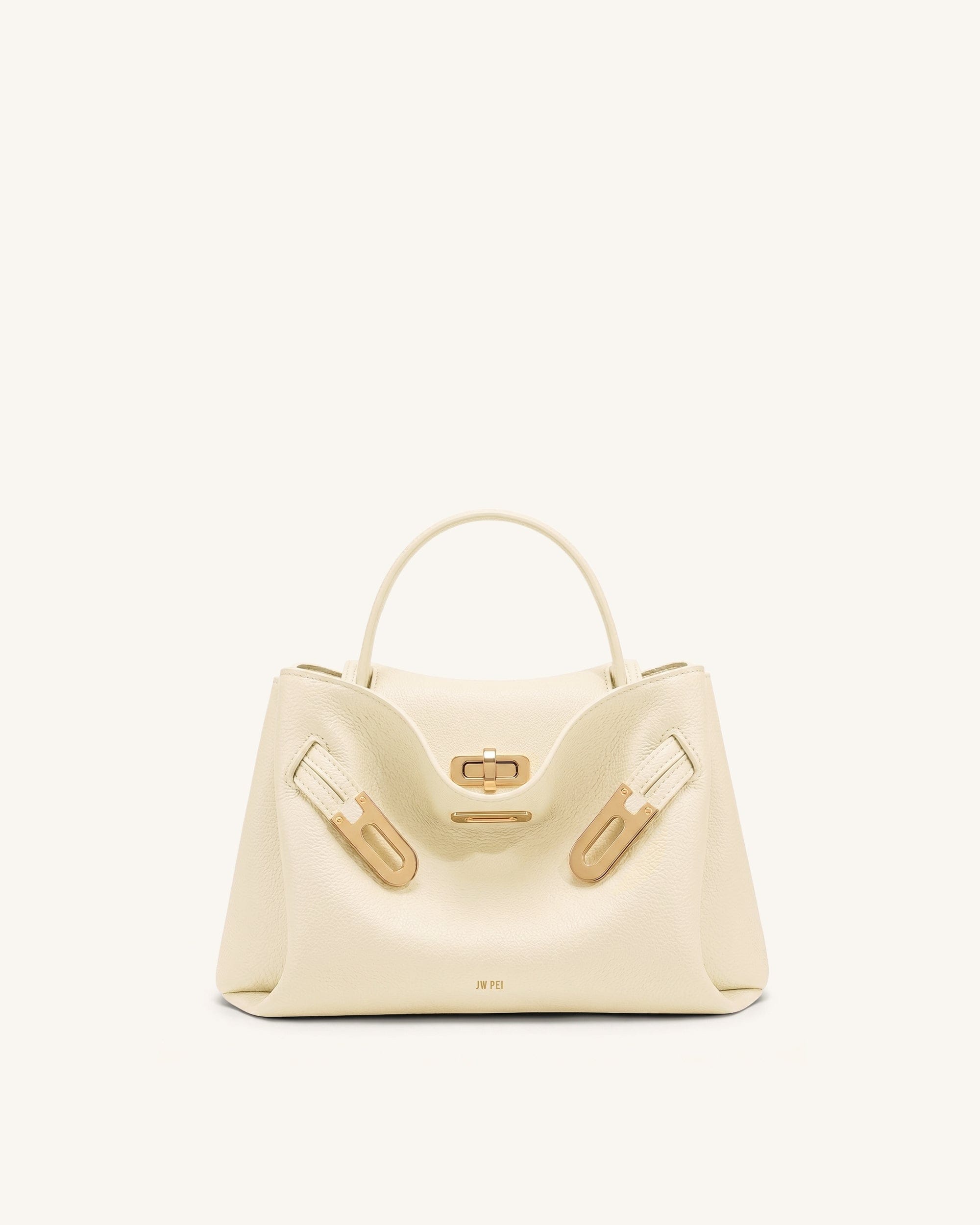 Jw Pei Rhea Small Pebbled Double Buckle Shoulder Bag White