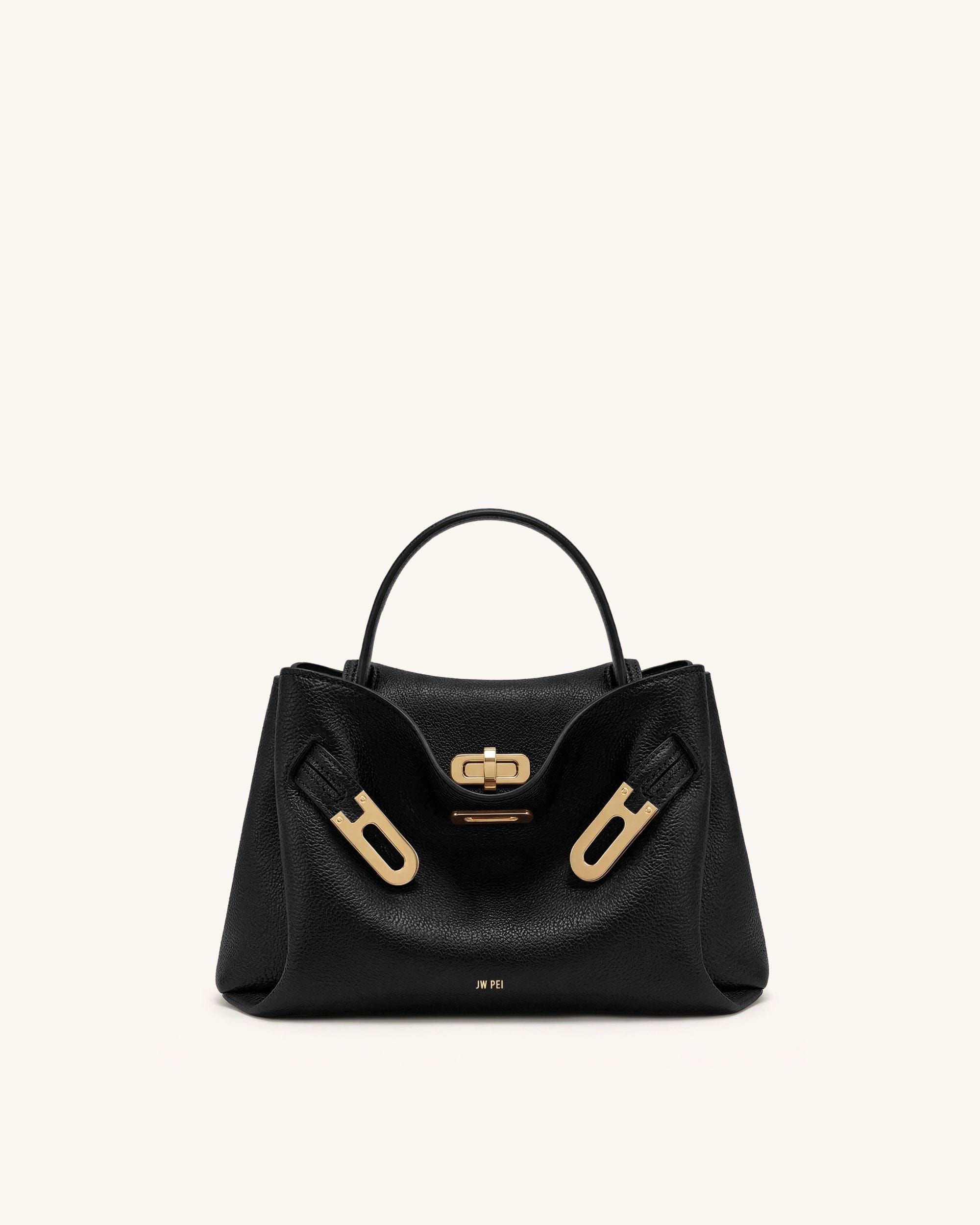 Jw Pei Rhea Small Pebbled Double Buckle Shoulder Bag White