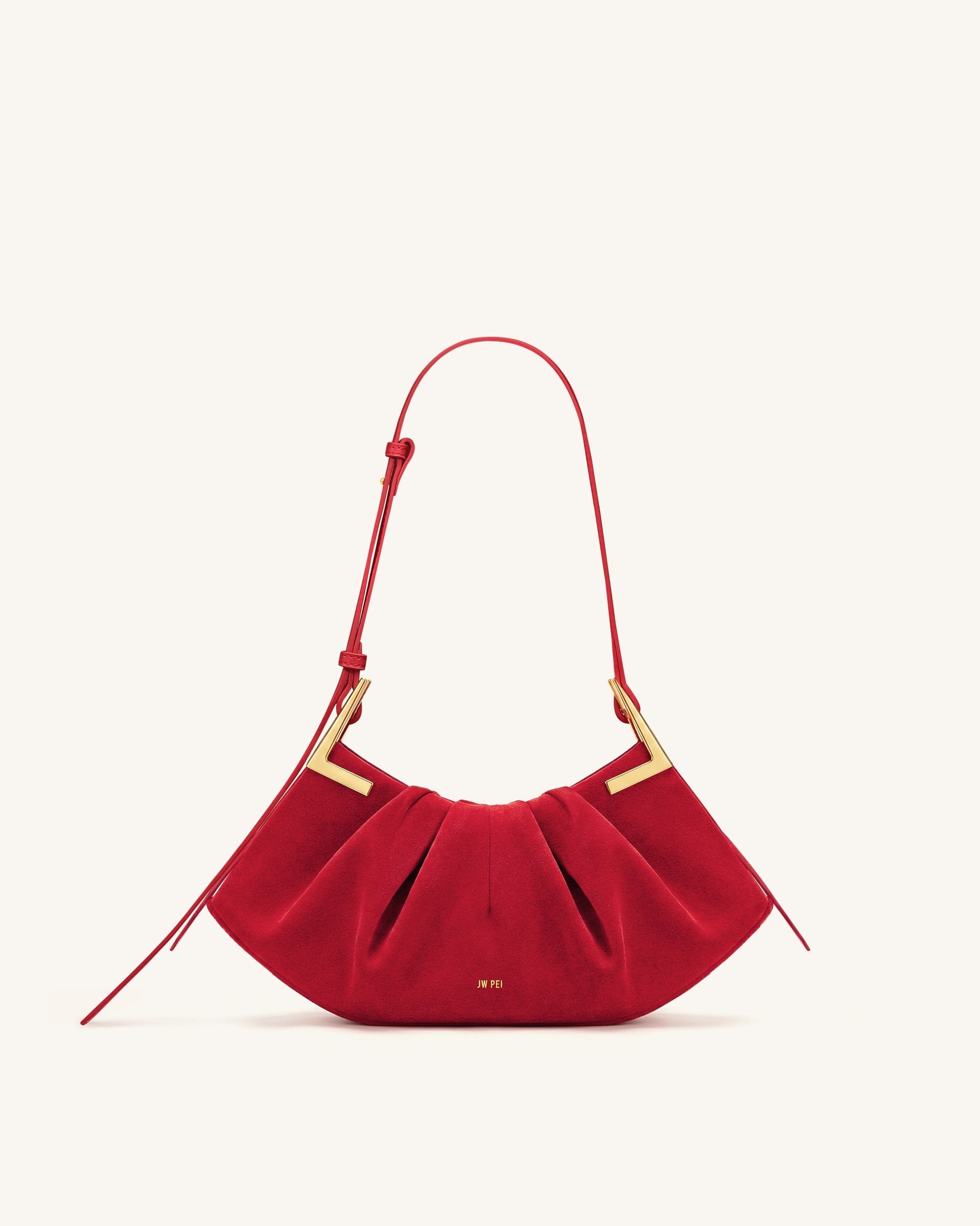 Jw Pei Amelia Faux Suede Pleated Shoulder Bag Red