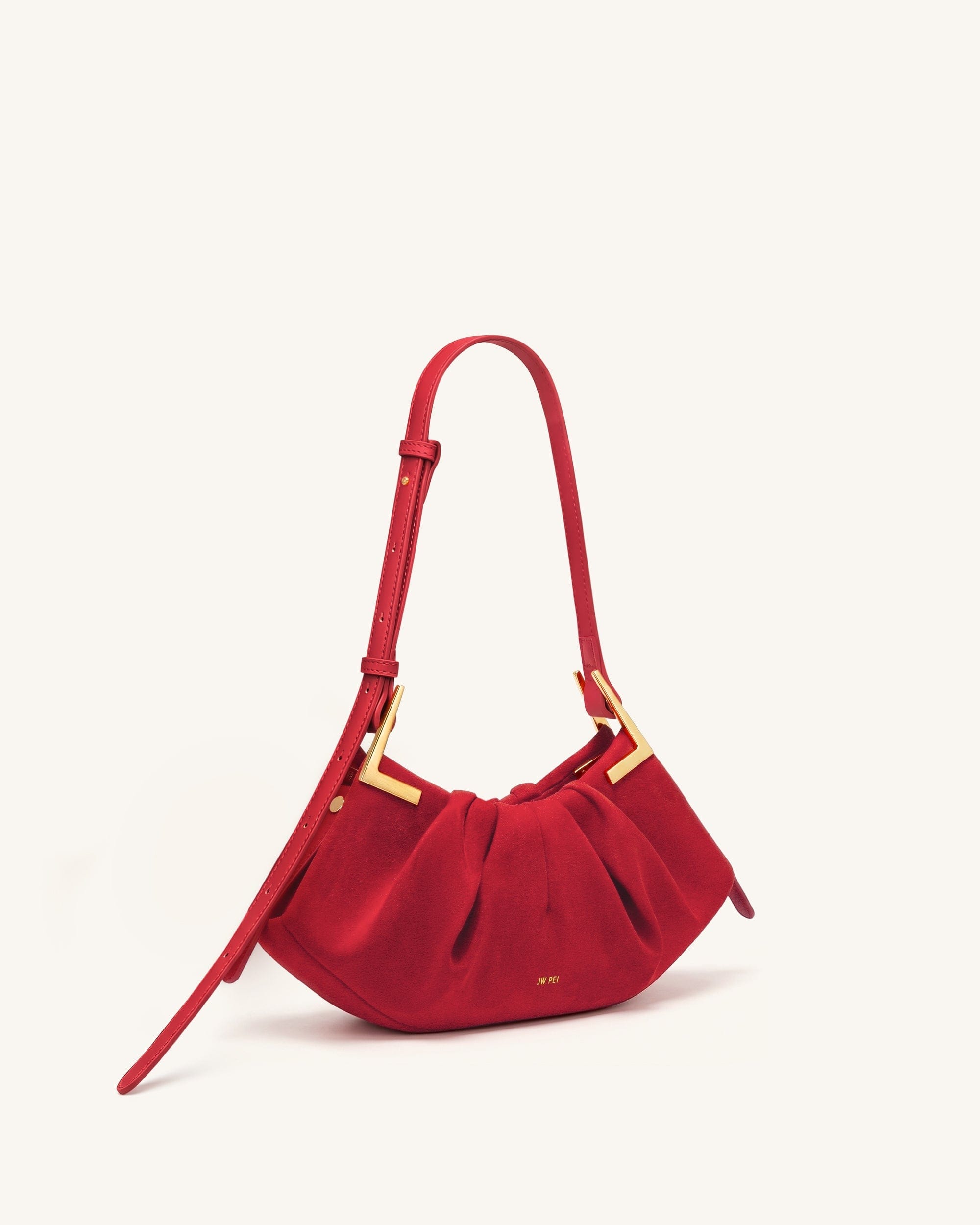 Jw Pei Amelia Faux Suede Pleated Shoulder Bag Red