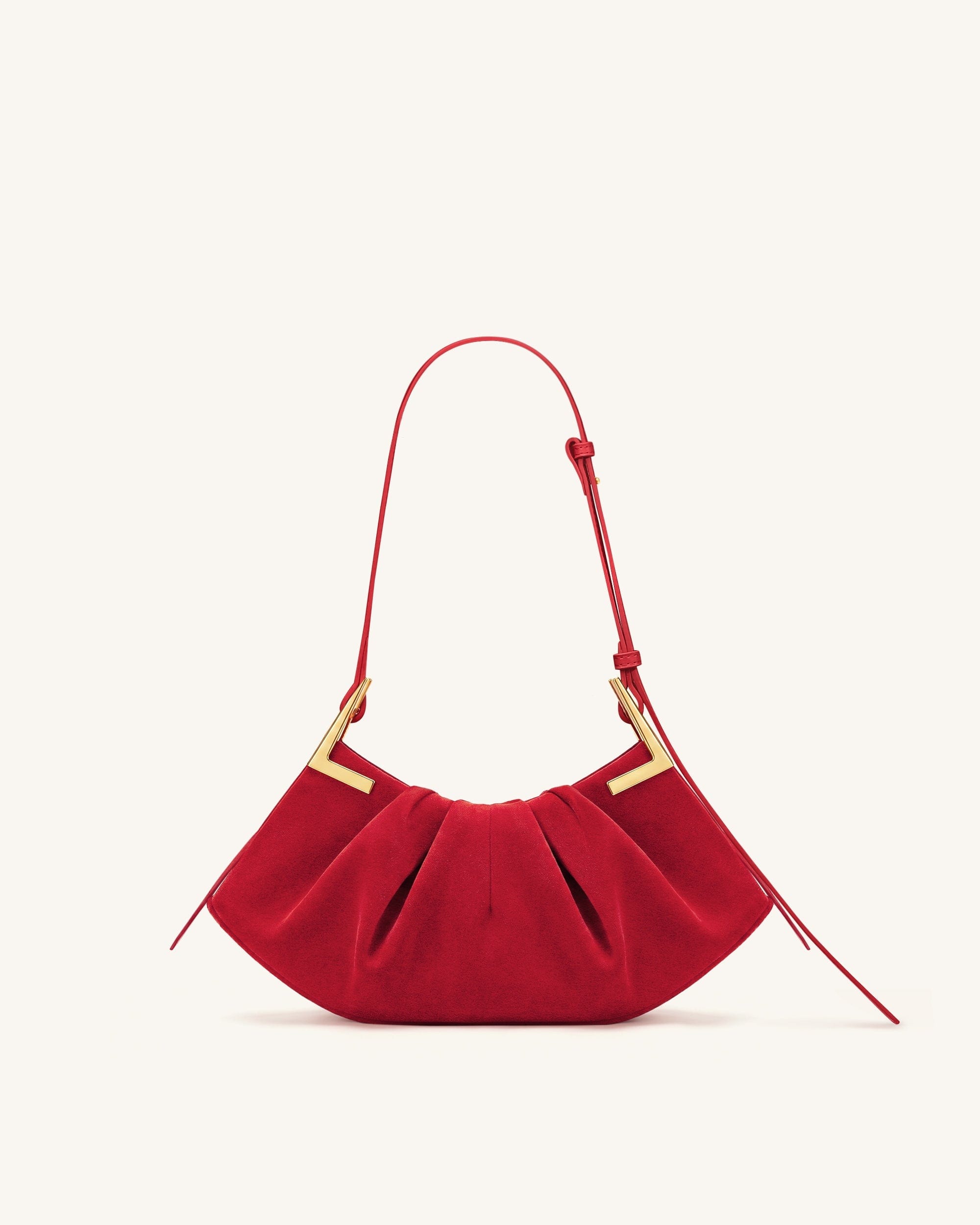 Jw Pei Amelia Faux Suede Pleated Shoulder Bag Red