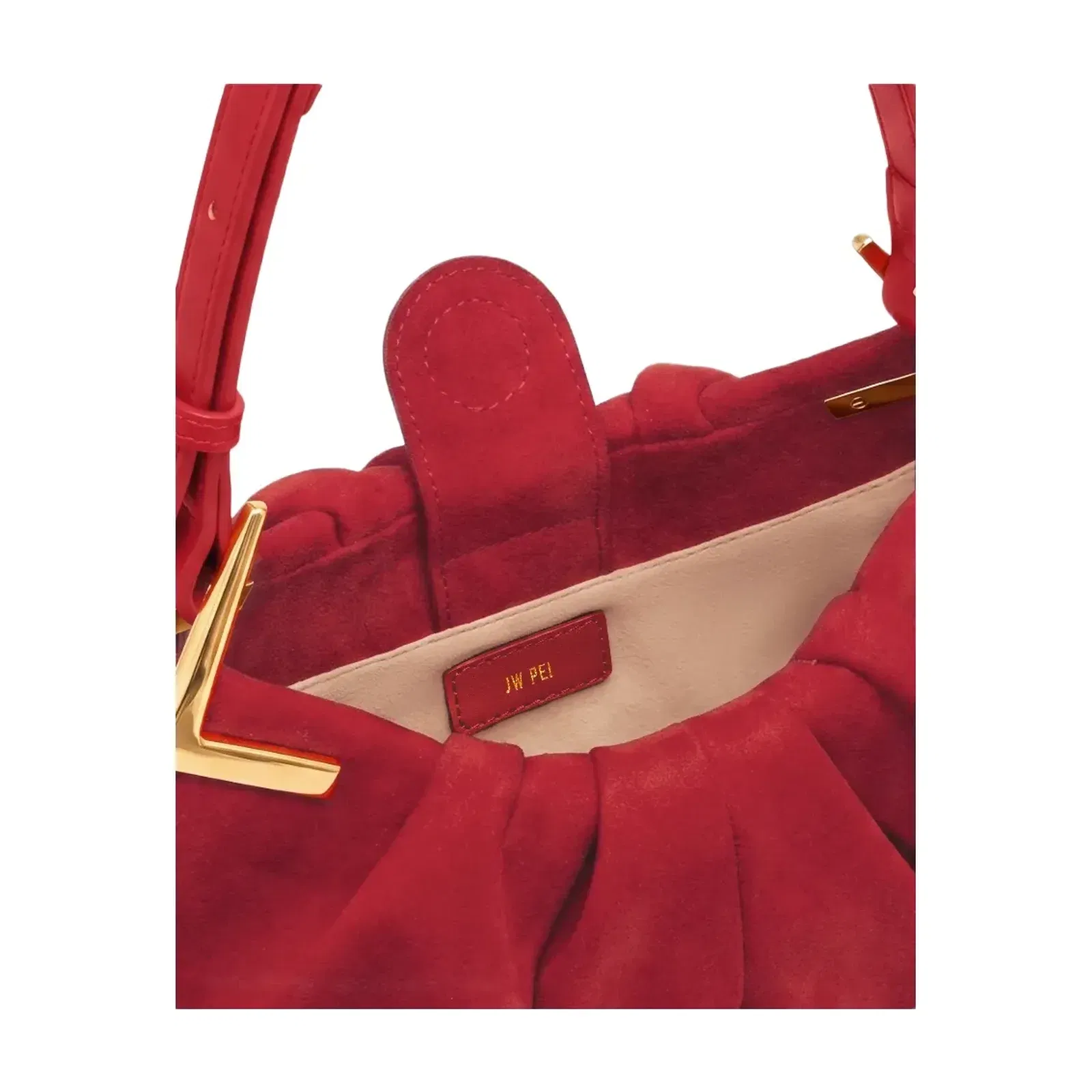 Jw Pei Amelia Faux Suede Pleated Shoulder Bag Red