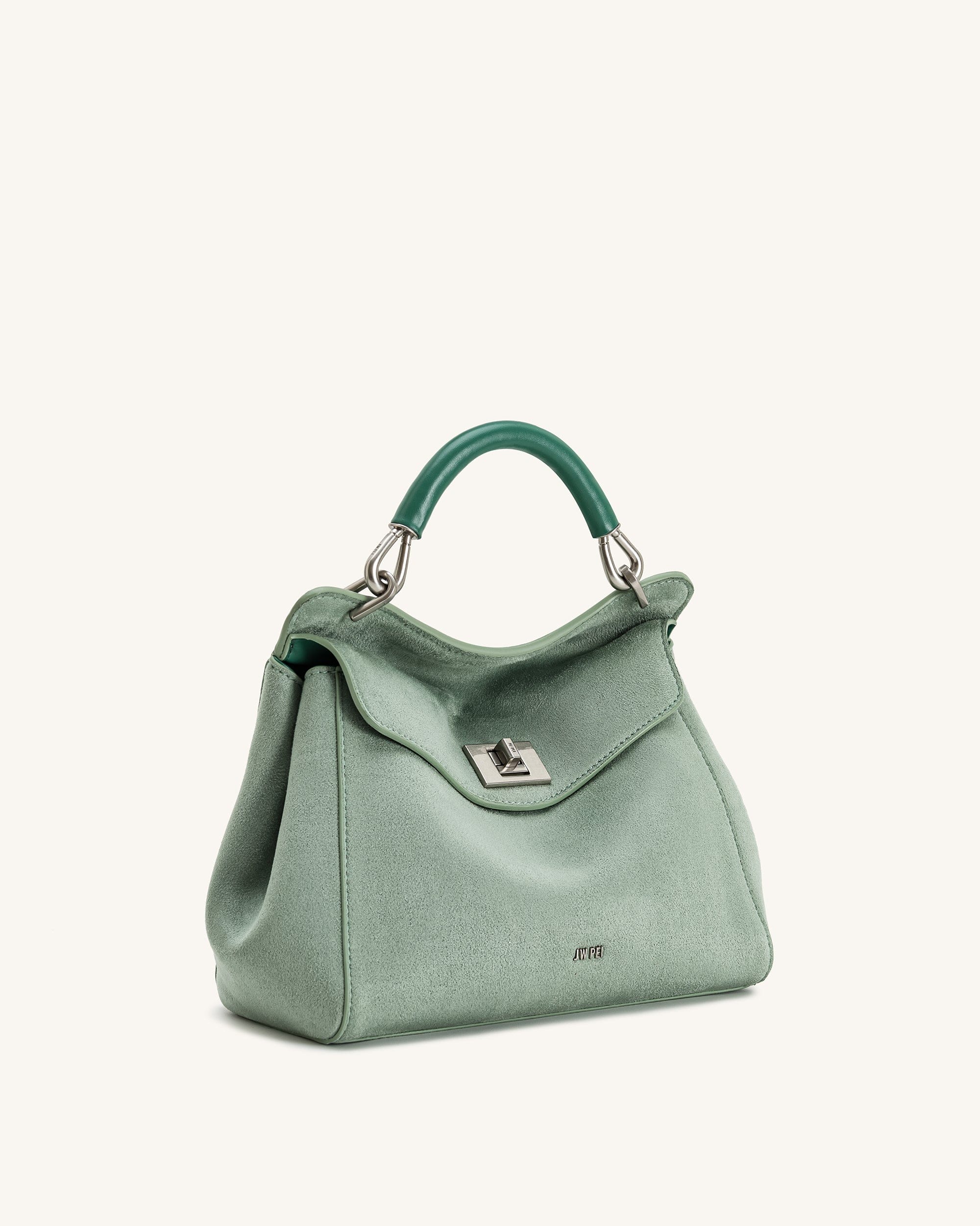 Jw Pei Lucia Classic Faux Suede Top Handle Bag Matcha Green