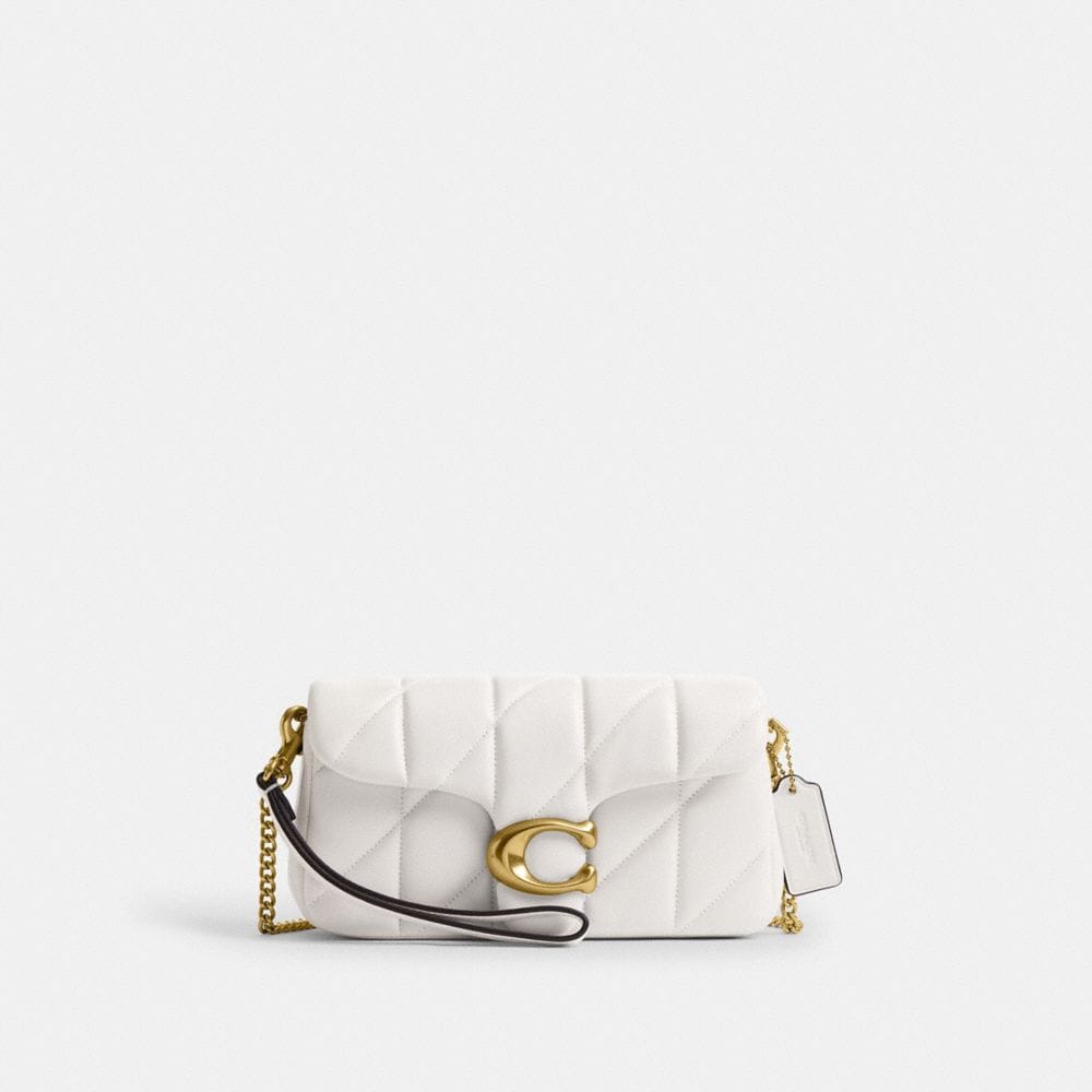 Coach Tabby Chain Crossbody Bag 19 With Quilting Brass Chalk