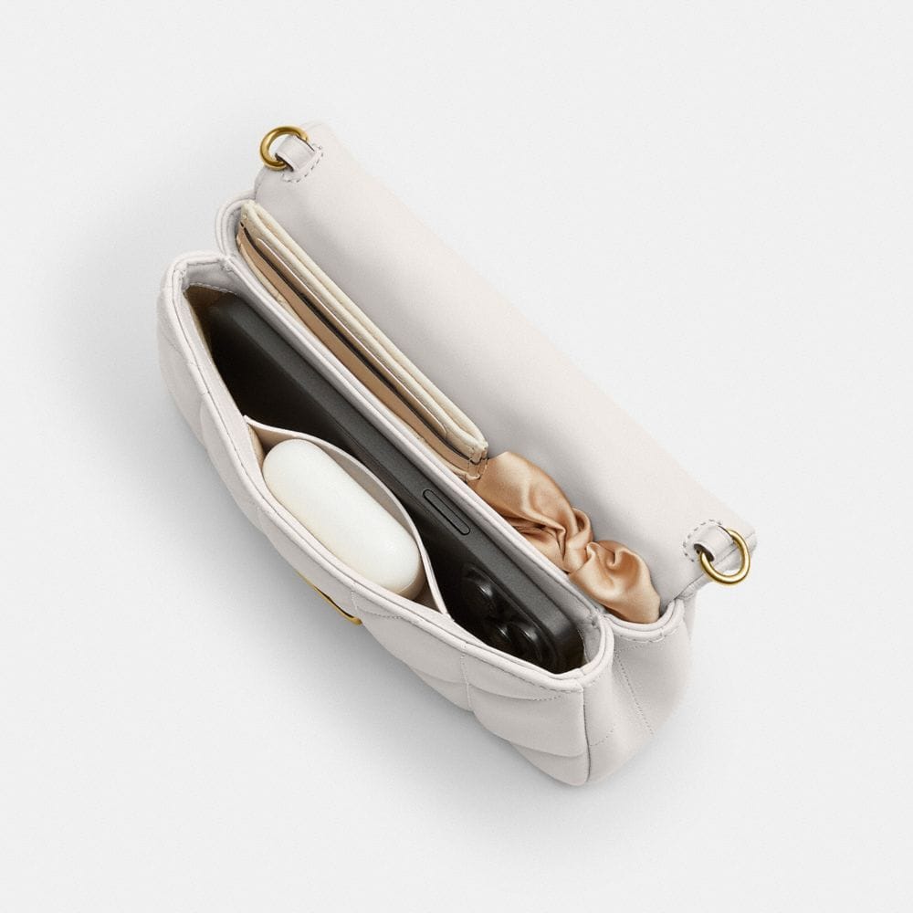 Coach Tabby Chain Crossbody Bag 19 With Quilting Brass Chalk