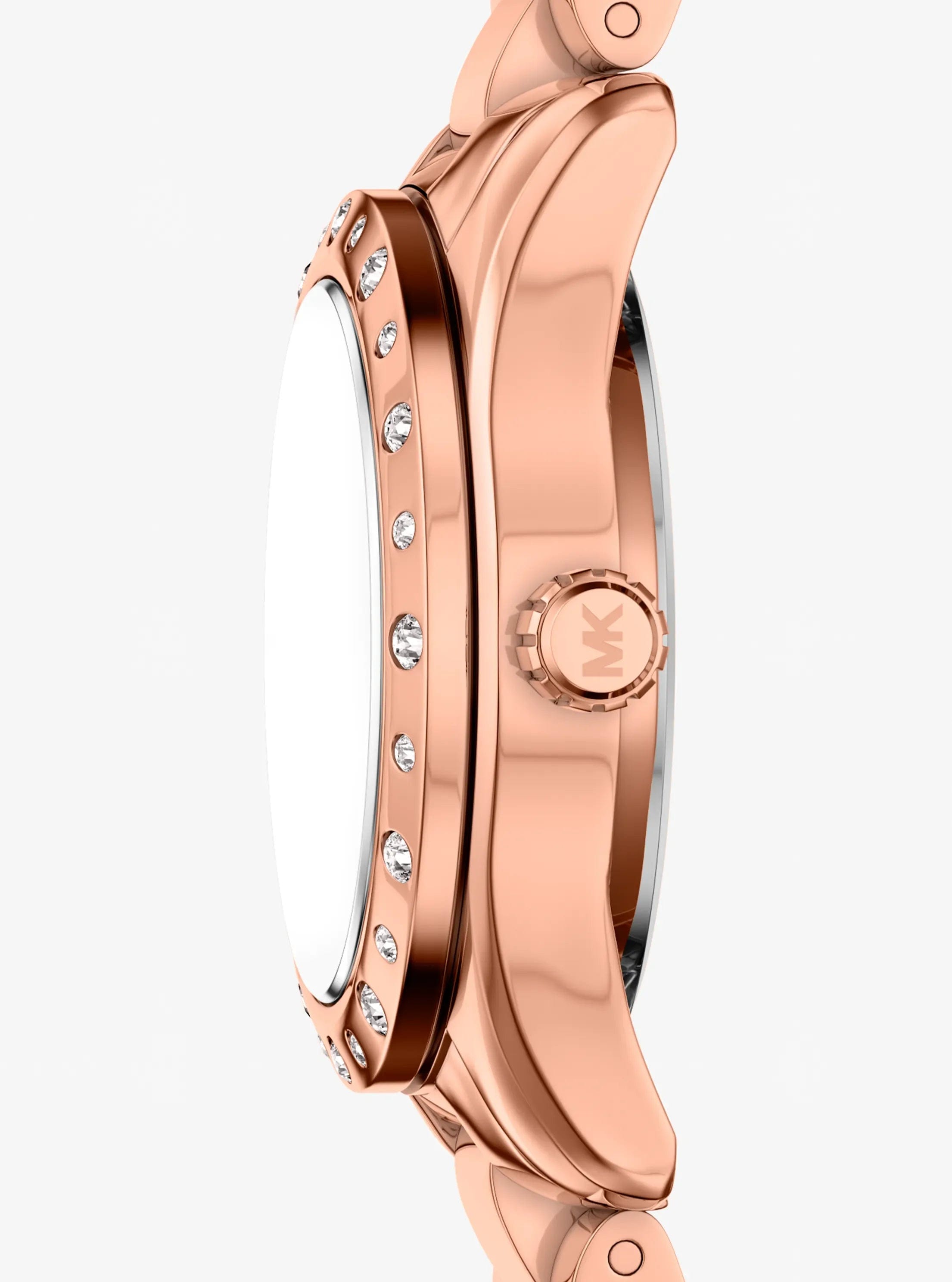 Michael Kors Petite Lexington Pav Rose Gold-Tone Watch And Heart Bracelet Gift Set