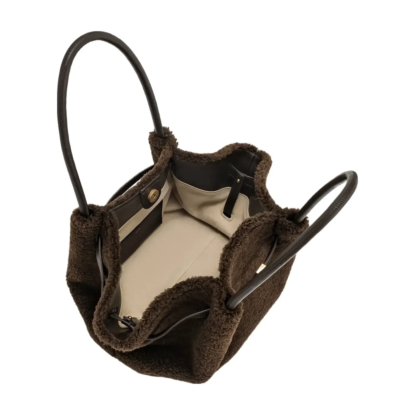 Jw Pei Hana Medium Faux Fur Tote Bag Mocha Brown