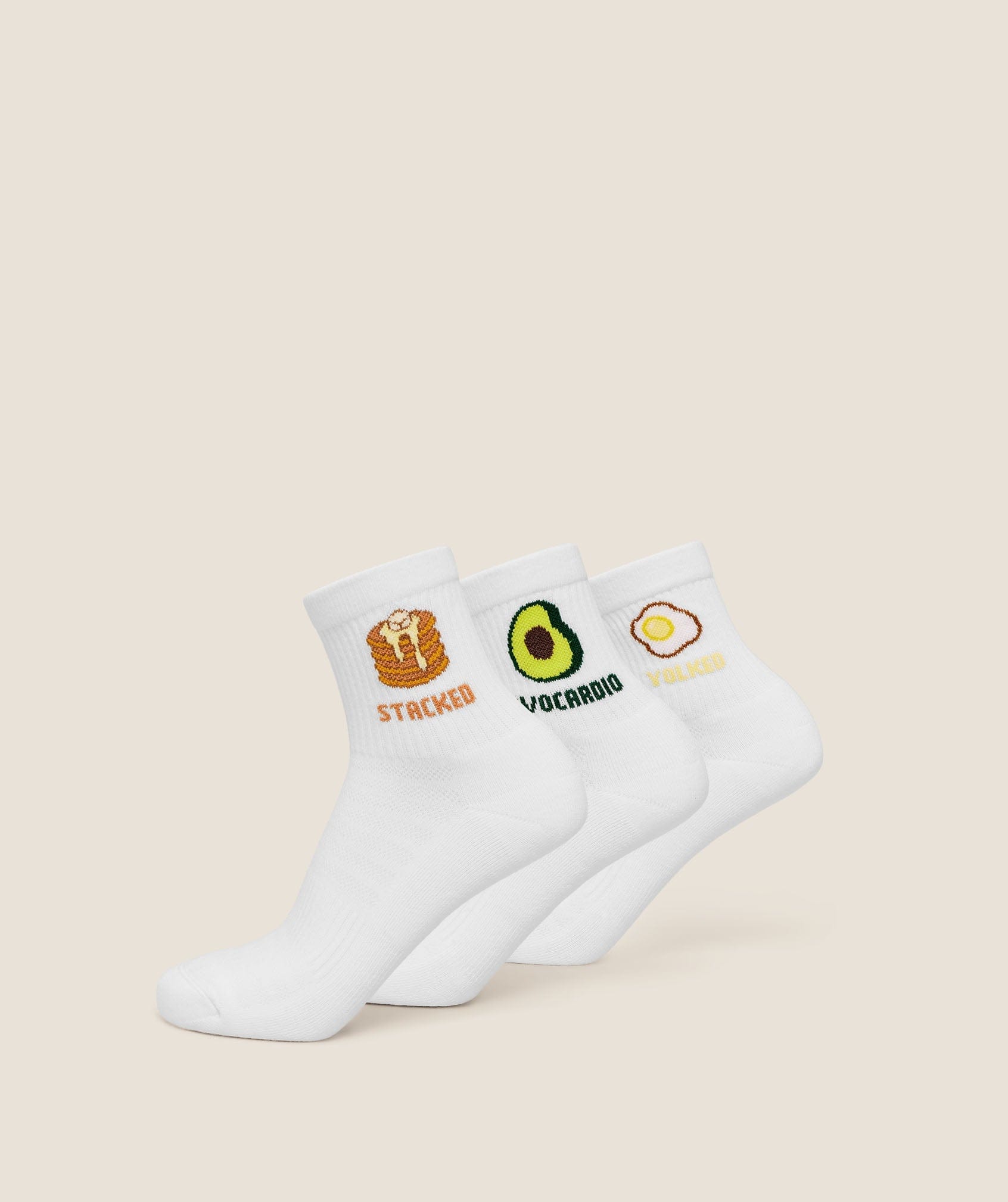 Women's Gymshark Breakfast Graphic Midi Socks 3Pk White