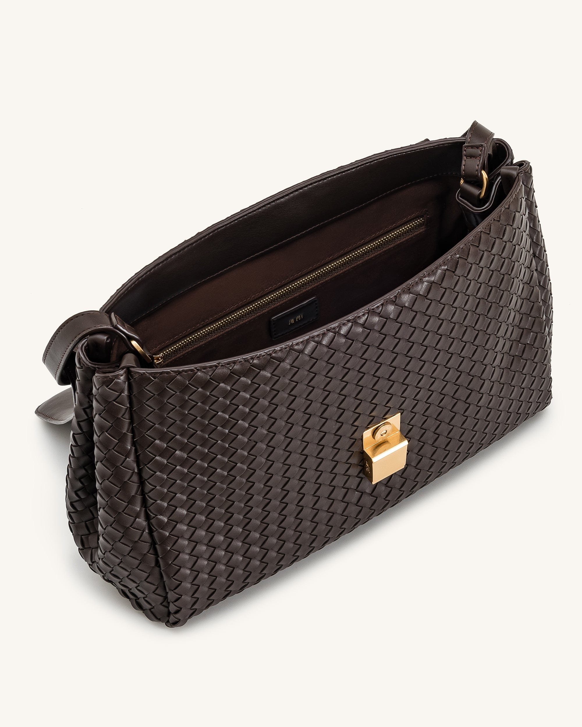Jw Pei Hilary Woven Shoulder Bag Dark Brown