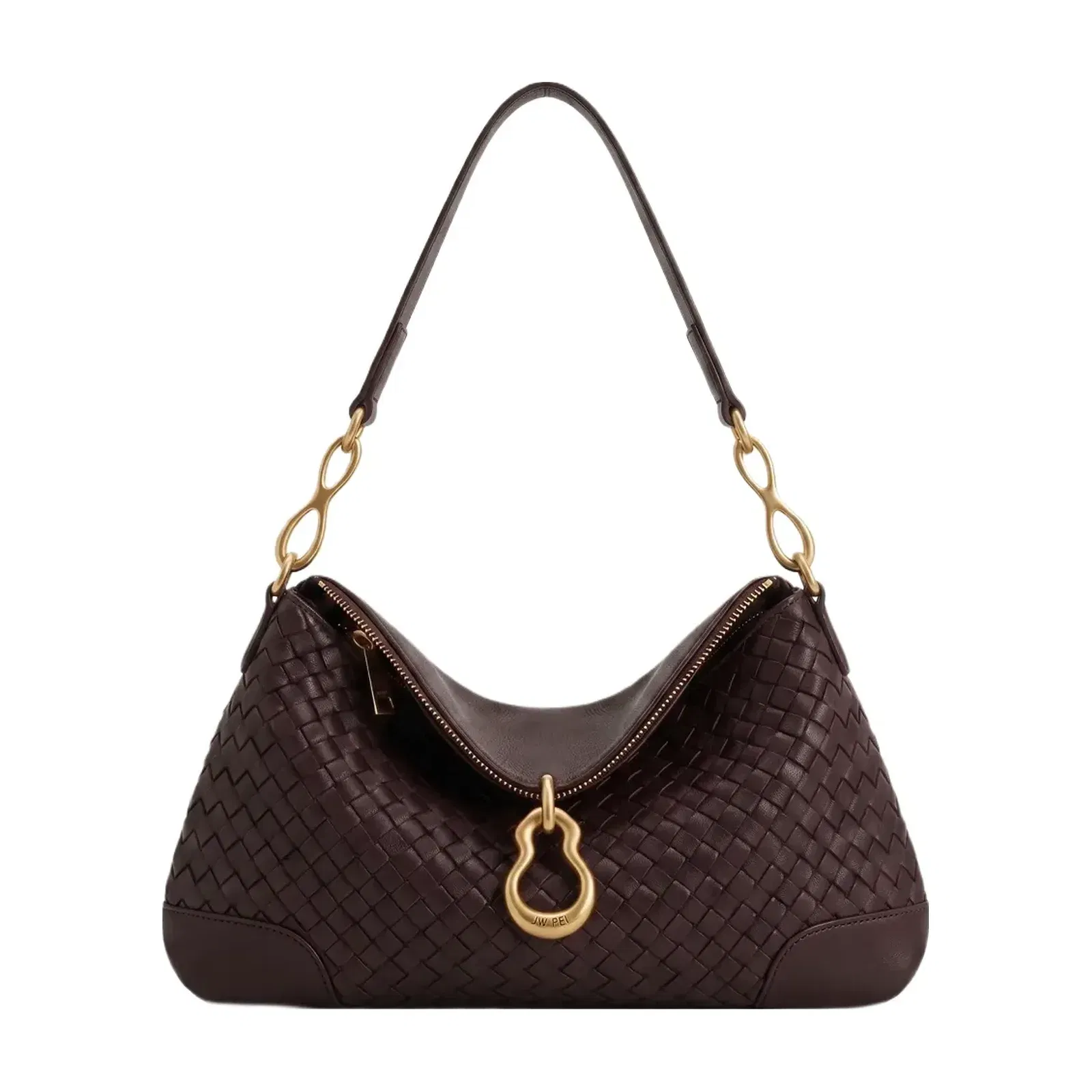 Jw Pei Jayla Metal Pendant Embellished Woven Shoulder Bag Deep Burgundy