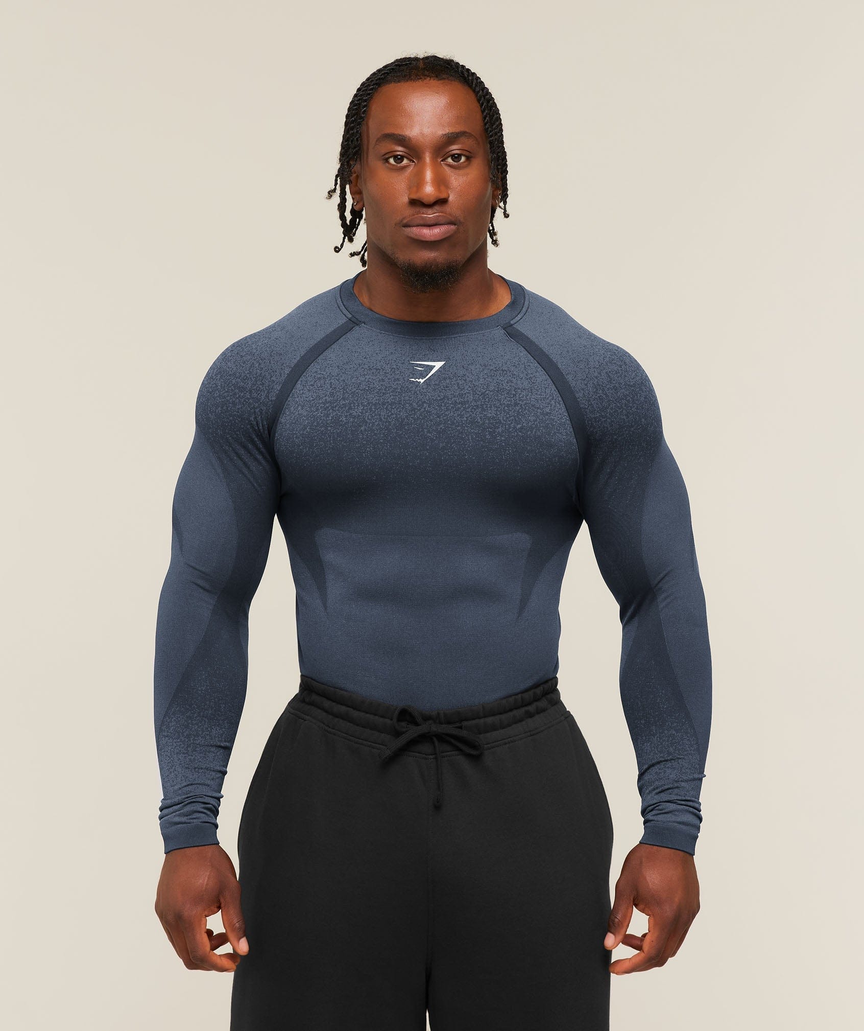 Gymshark Shadow Seamless Long Sleeve T-Shirt Heavy Blue