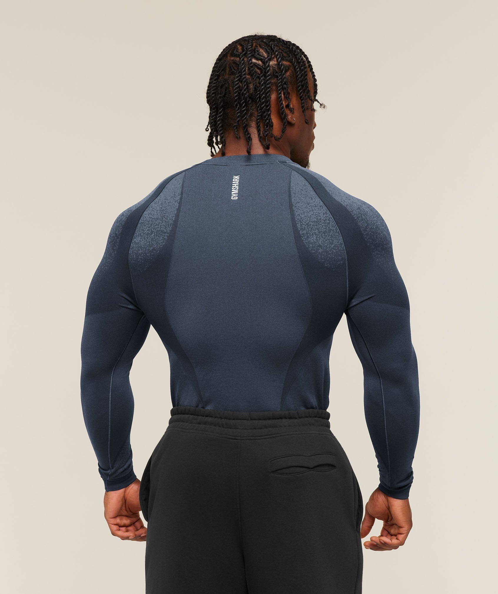Gymshark Shadow Seamless Long Sleeve T-Shirt Heavy Blue