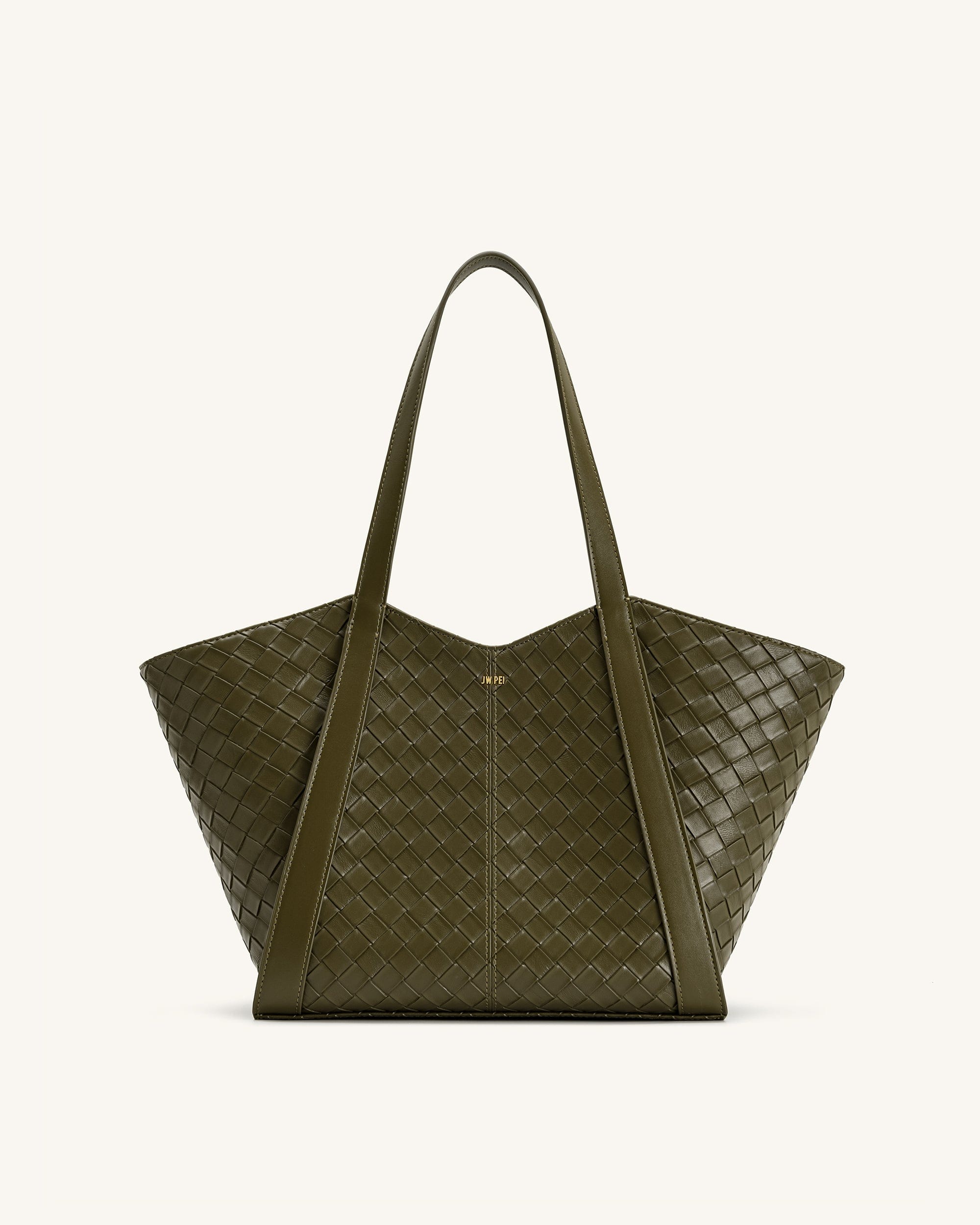 Jw Pei Kiana Large Capacity Weave Texture Tote Bag Dark Olive