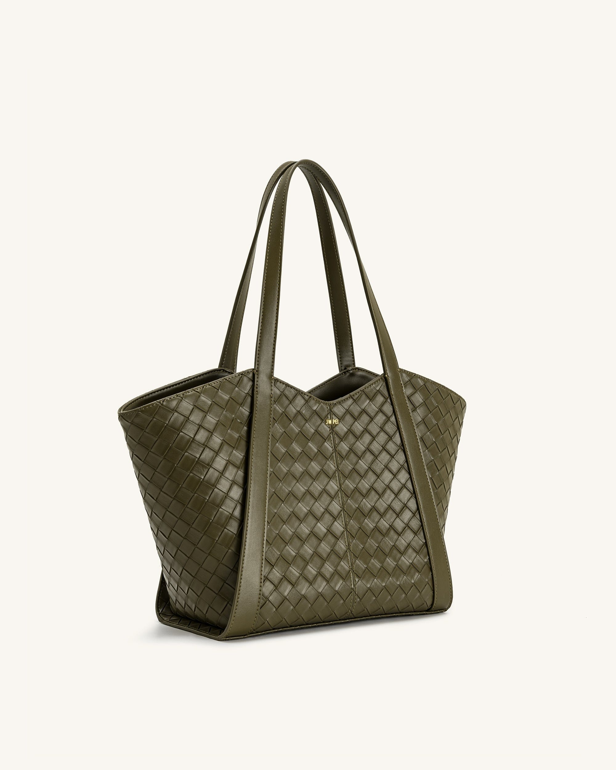 Jw Pei Kiana Large Capacity Weave Texture Tote Bag Dark Olive