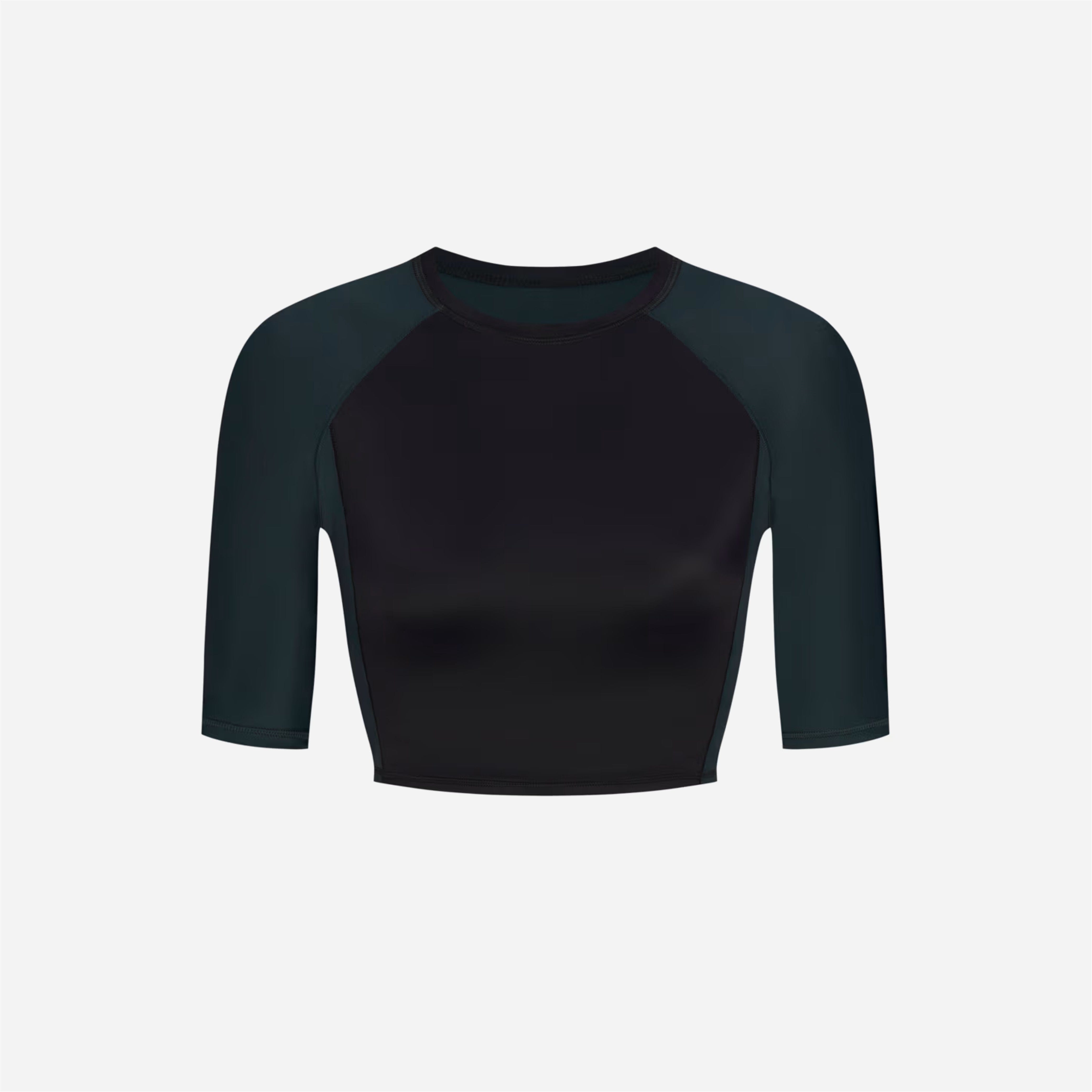Nike X Skims Shine Padded 1/2-Sleeve Crop Top Obsidian Dark Teal