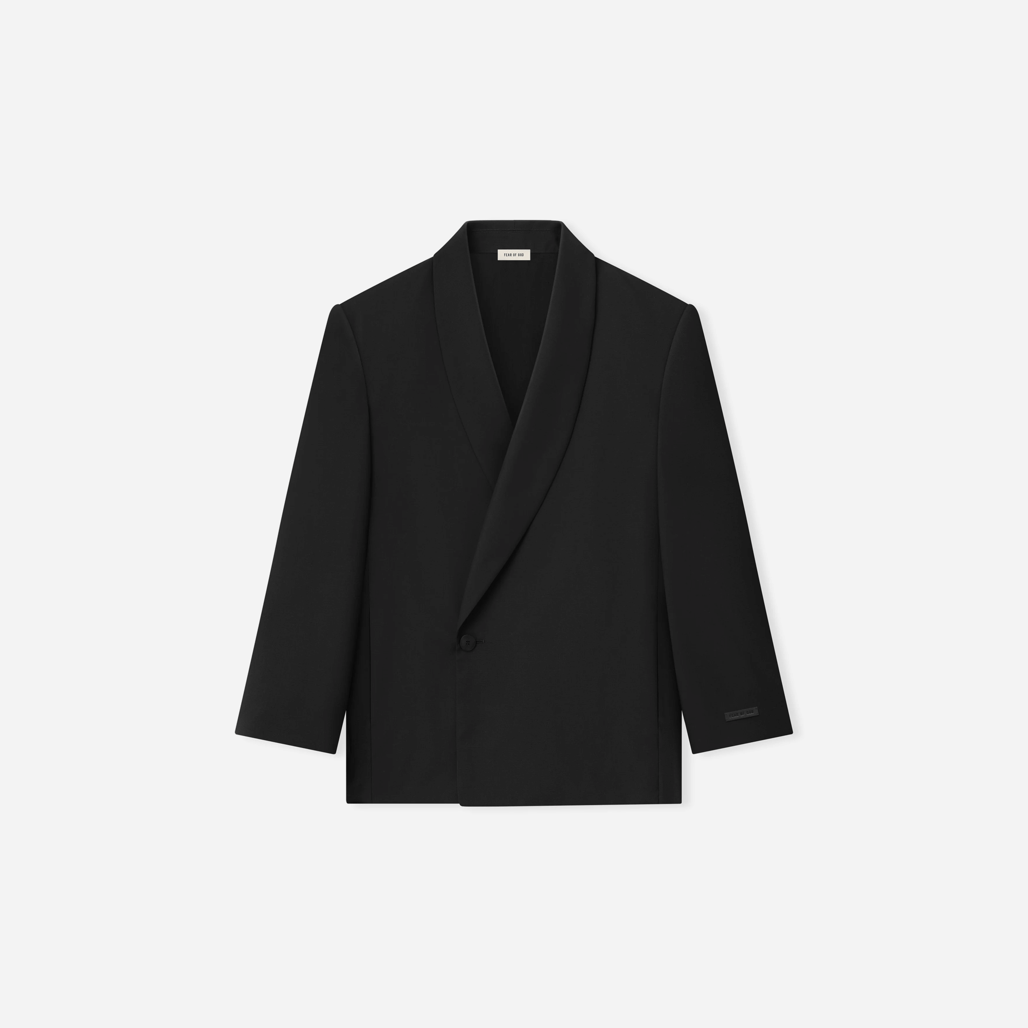 Fear Of God Double-Breasted Wool Poplin Shawl Collar Jacket Black