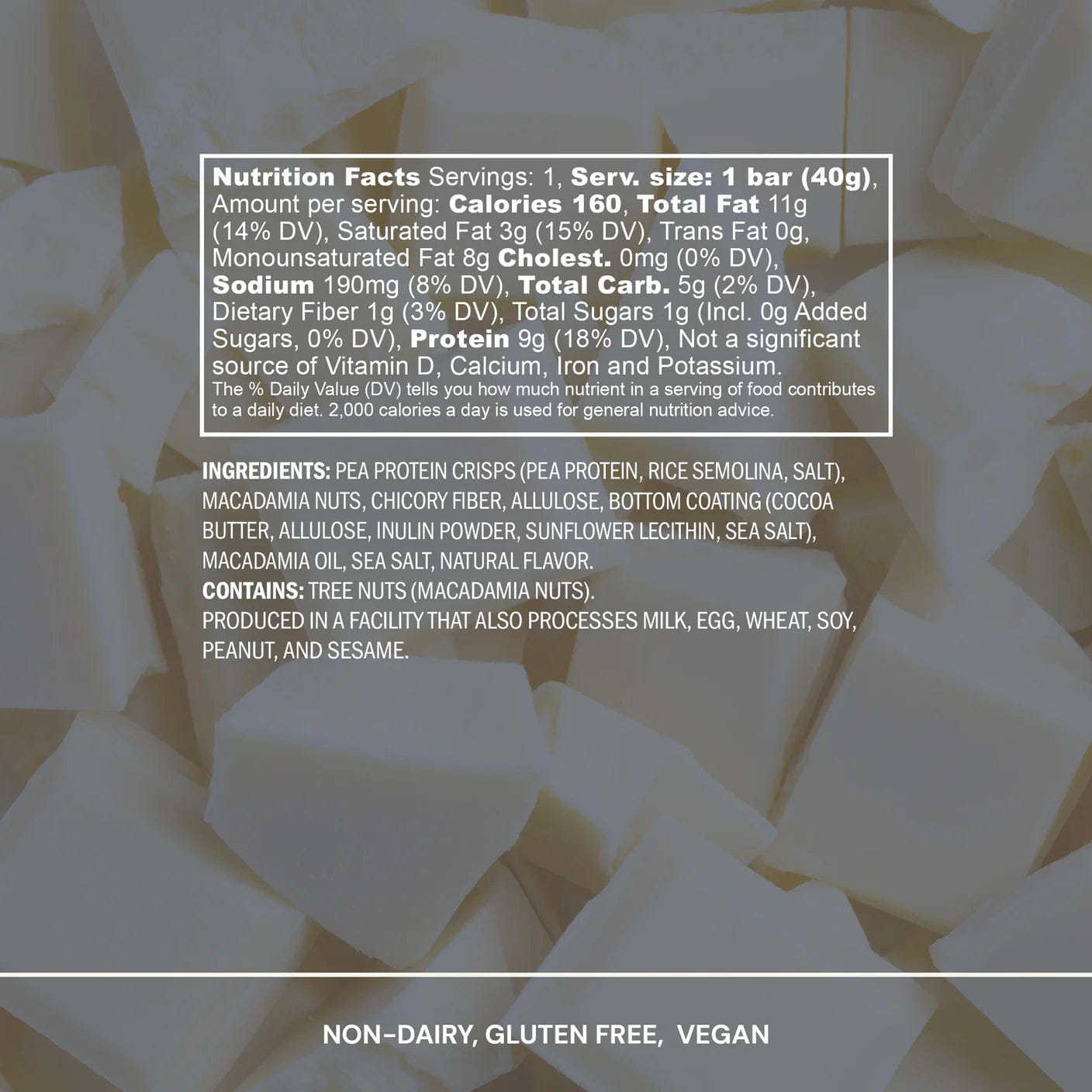 Blueprint Bryan Johnson Macadamia Protein Bar White Cocoa Butter