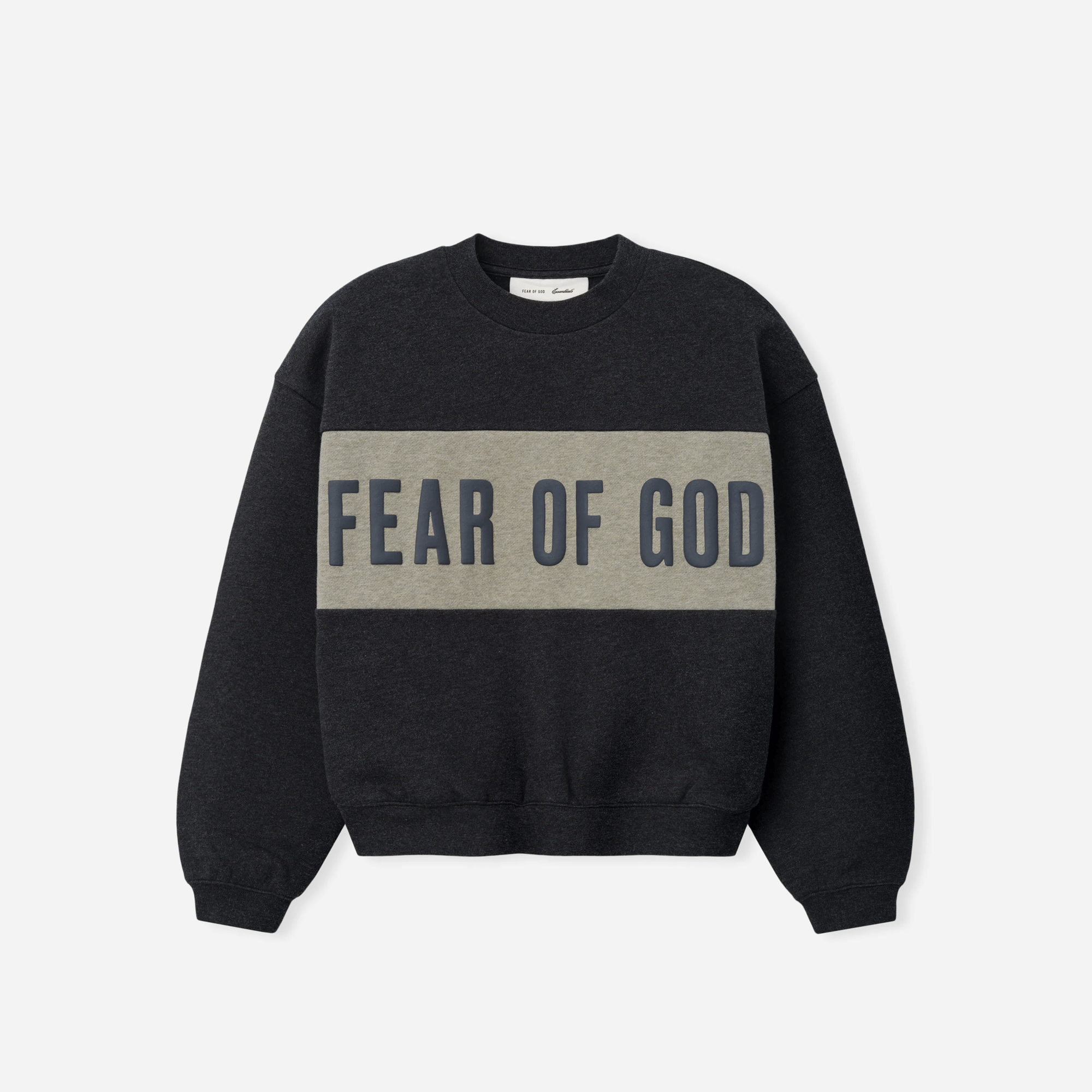 Fear Of God Essentials Kids Cropped Relaxed Panelled Sweatshirt Iron Grey Heather/ Seal Heather
