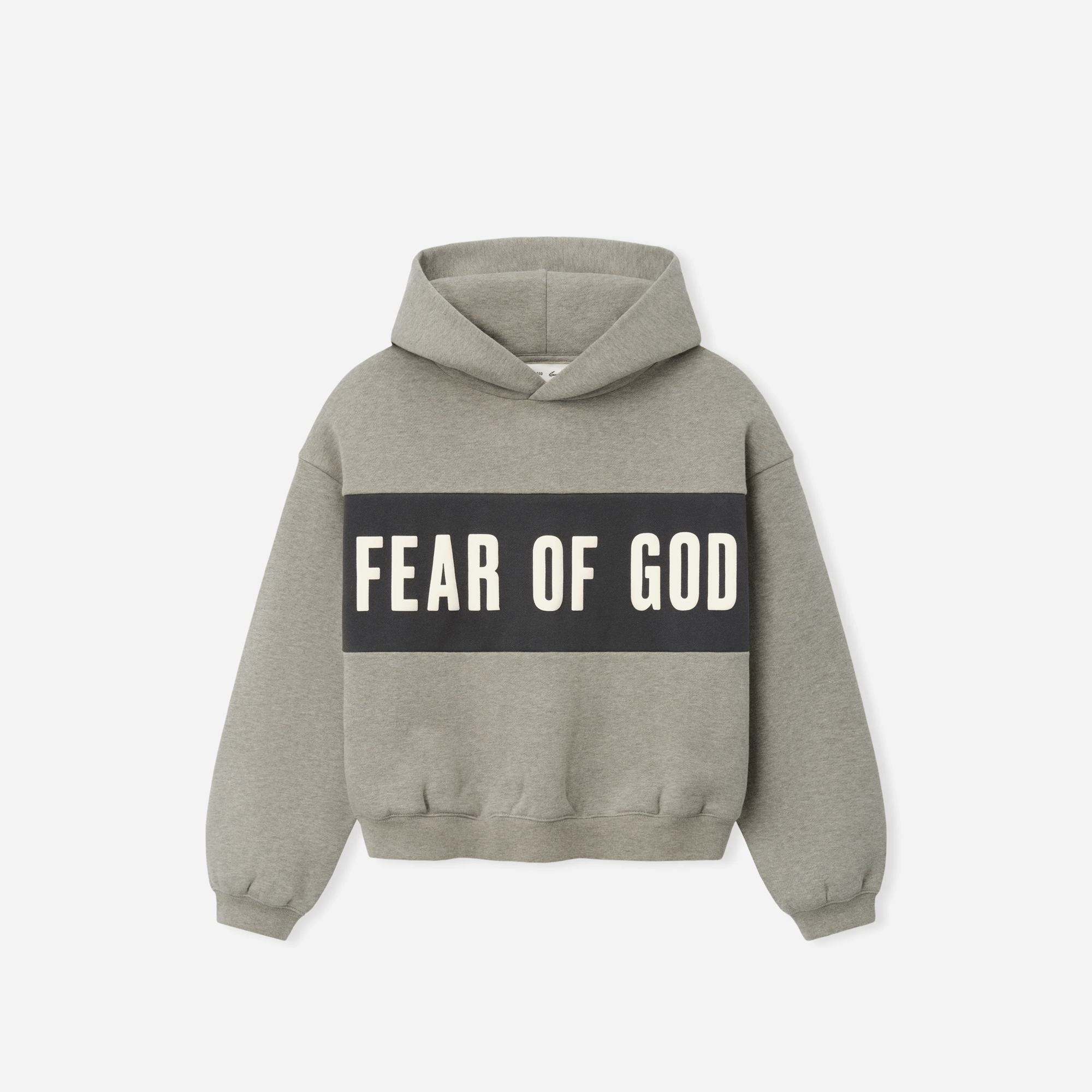 Fear Of God Essentials Kids Cropped Relaxed Panelled Hoodie Iron Grey Heather/ Seal Heather