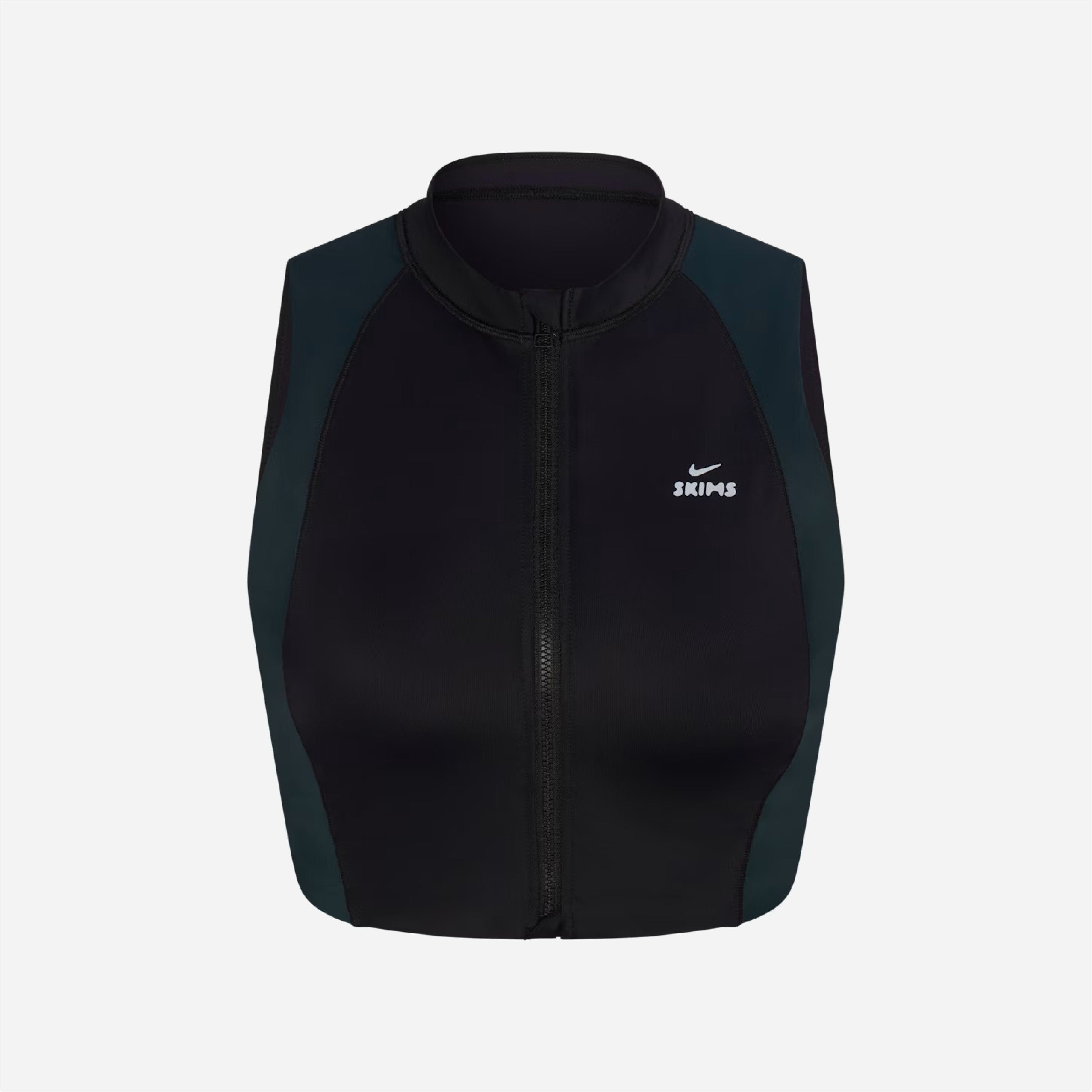 Nike X Skims Shine Front-Zip Bra Obsidian Dark Teal