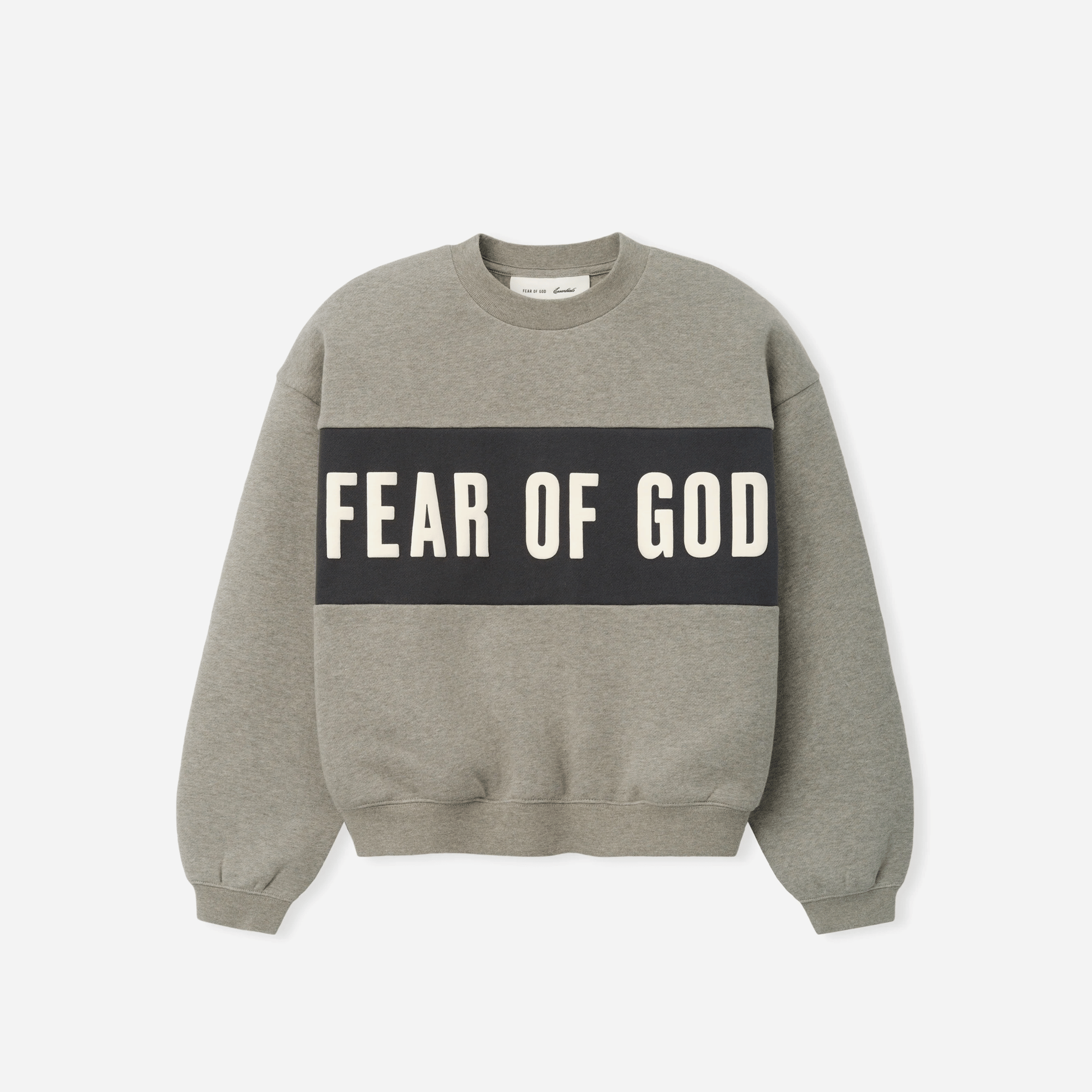 Fear Of God Essentials Kids Cropped Relaxed Panelled Sweatshirt Seal Heather/ Iron Grey