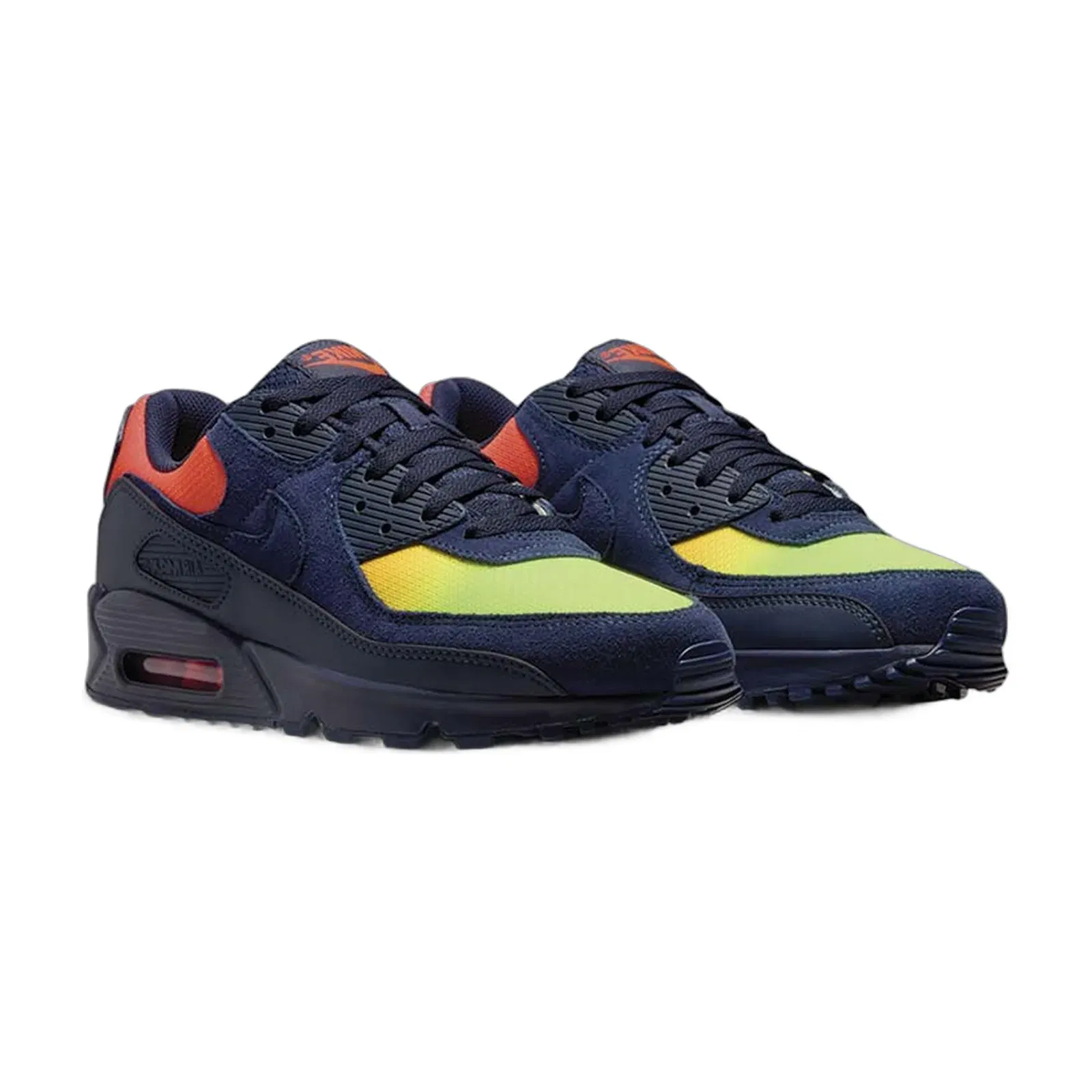 Nike Air Max 90 Blackened Blue Lemon Venom Hyper Crimson Gradient