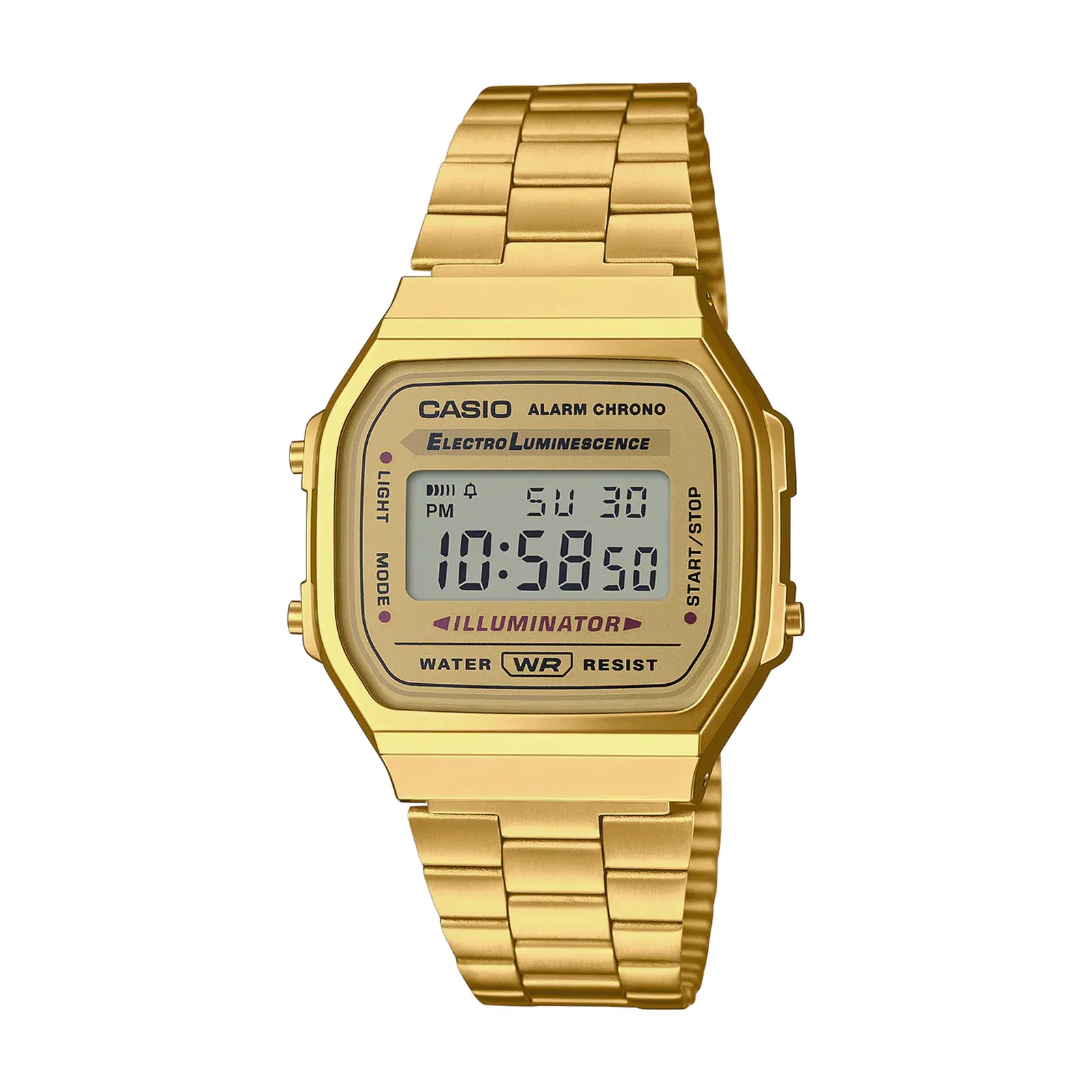 Casio Vintage A168WG-9 Quartz Gold Dial Digital Retro Style Stainless Steel Watch