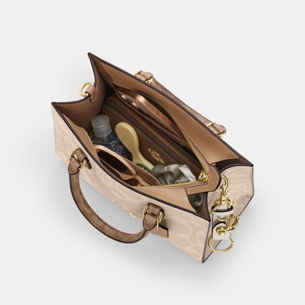 Maggie Small Tote Bag In Blocked Signature Canvas