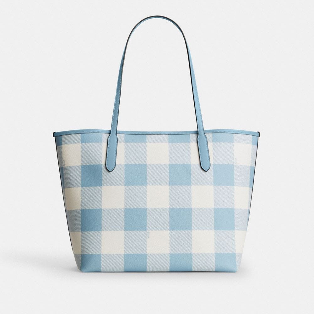 City Tote Bag With Gingham Print And Charm