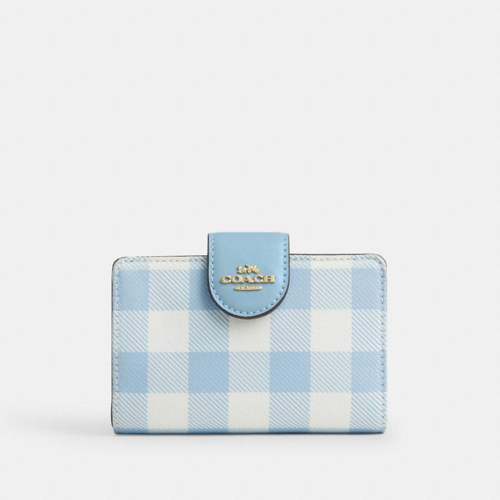 Medium Corner Zip Wallet With Gingham Print