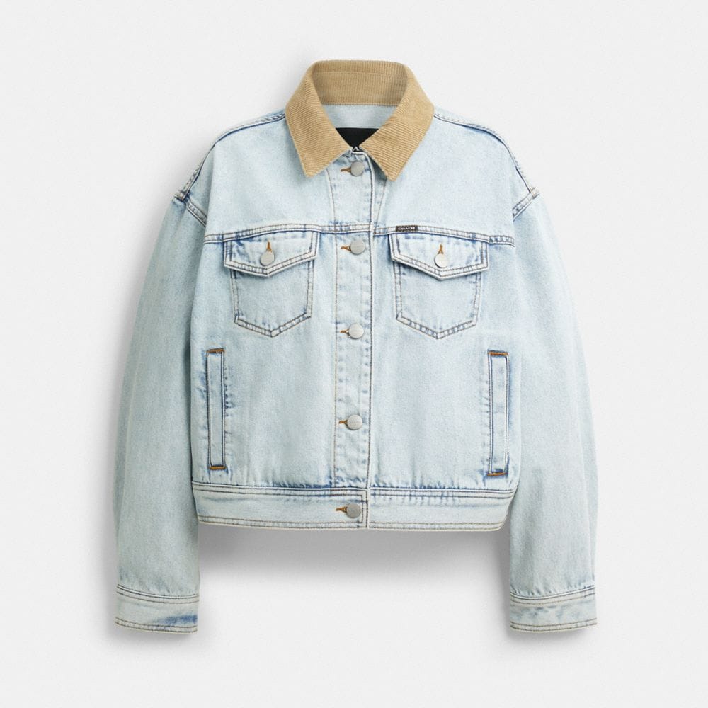 Denim Jacket With Corduroy Collar In Organic Cotton