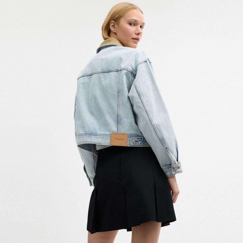 Denim Jacket With Corduroy Collar In Organic Cotton