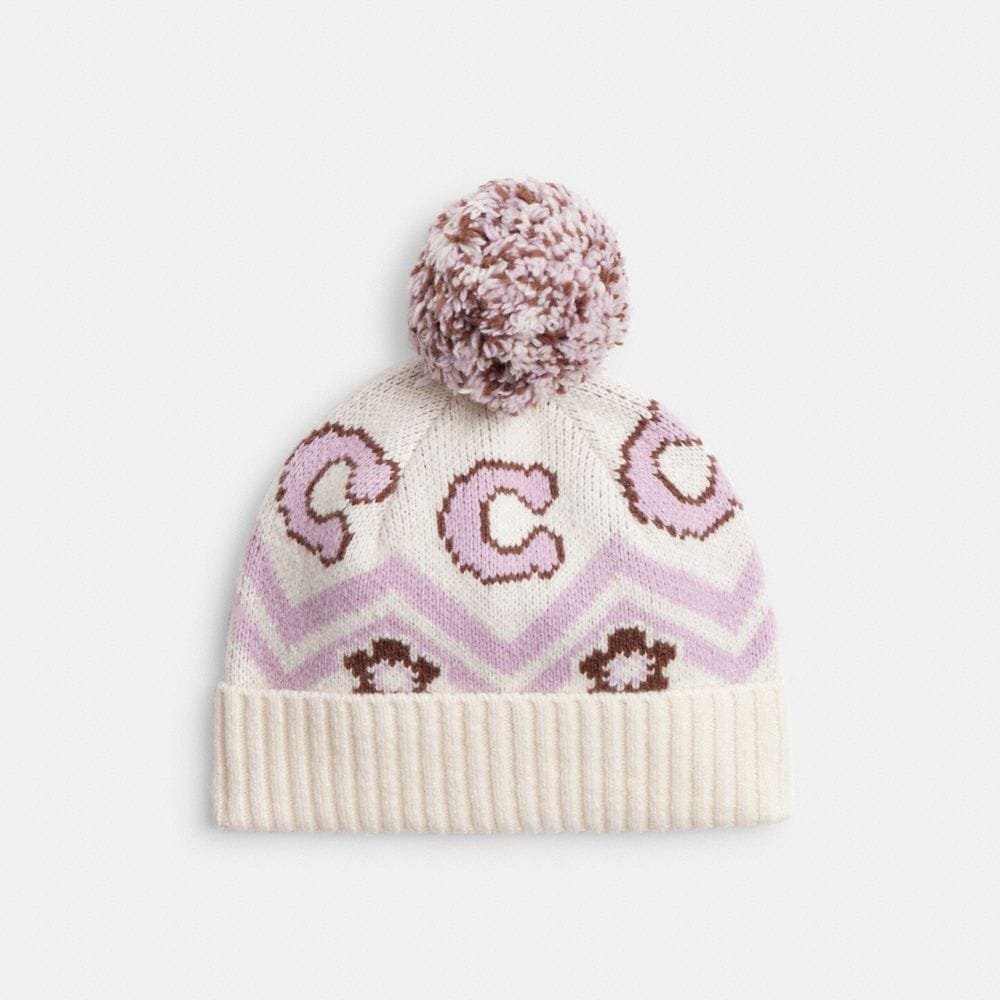 Fair Isle Print Knit Beanie