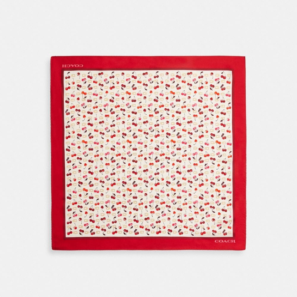 Sculpted C Cherries Print Silk Bandana