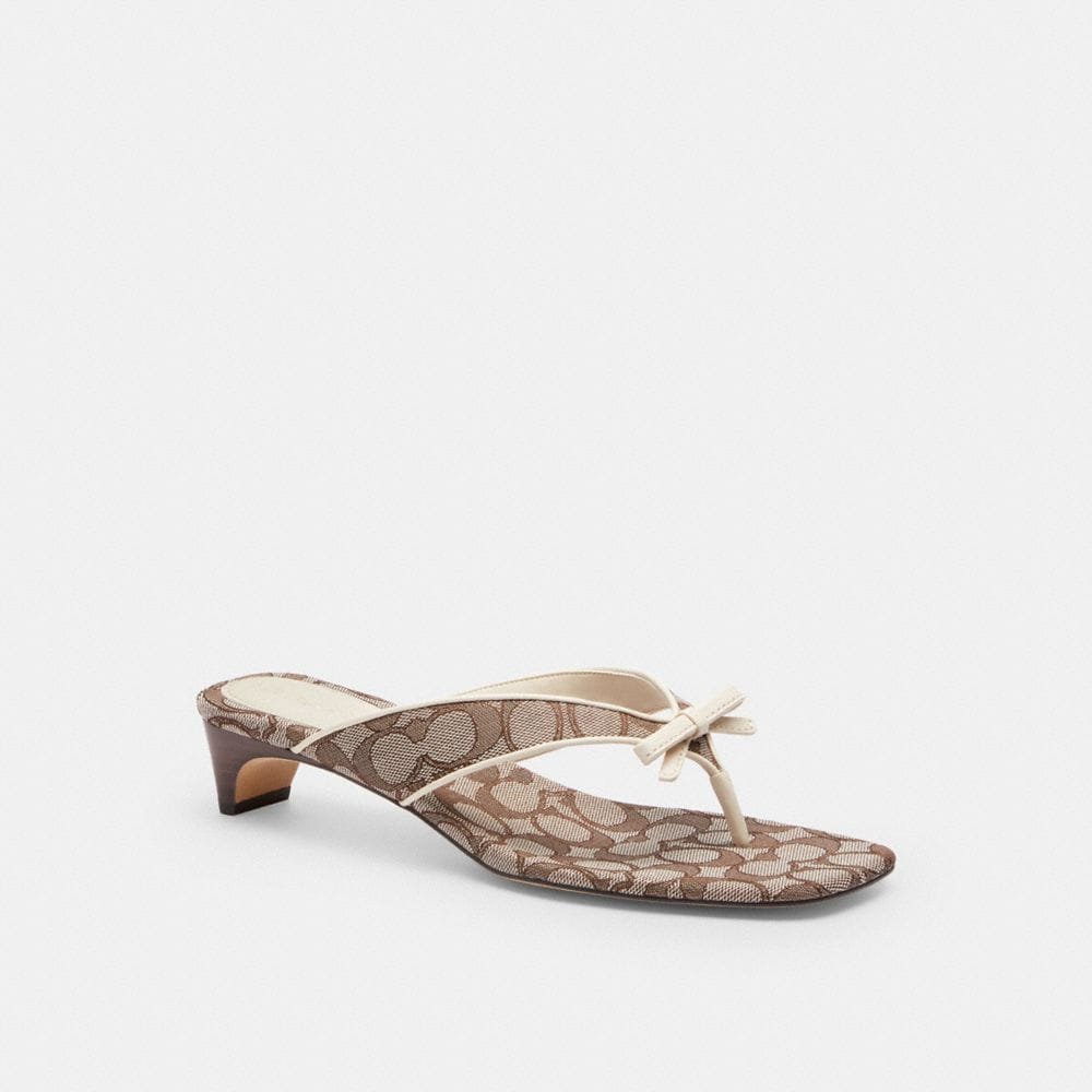 Bow Thong Kitten Heel In Signature Jacquard