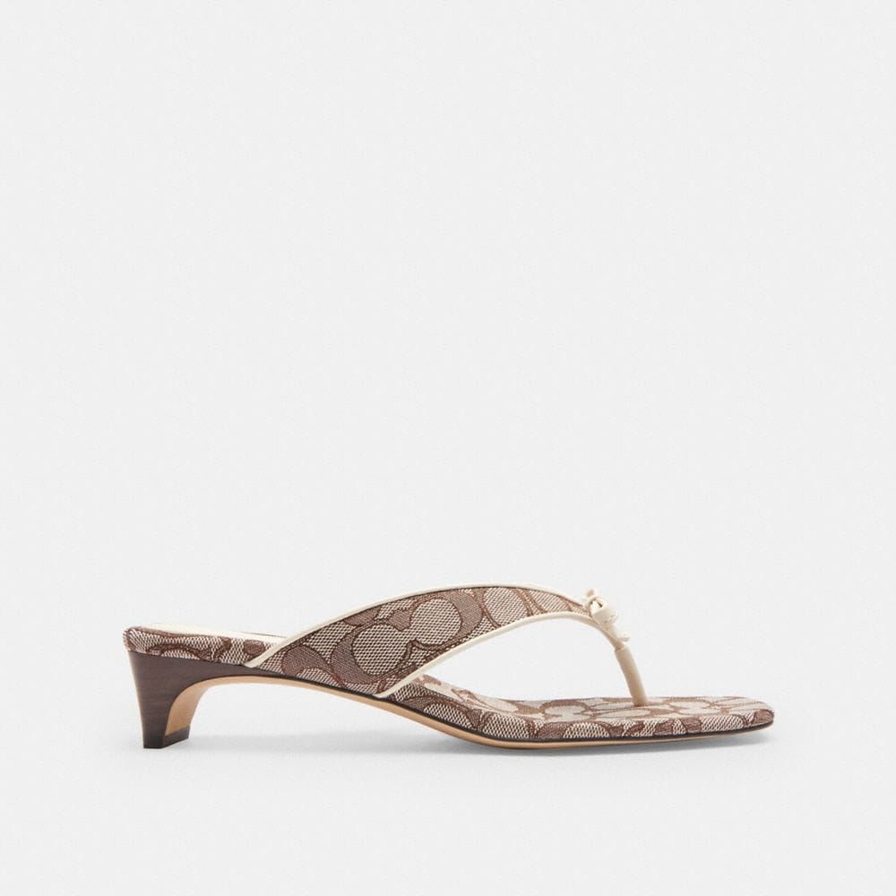 Bow Thong Kitten Heel In Signature Jacquard