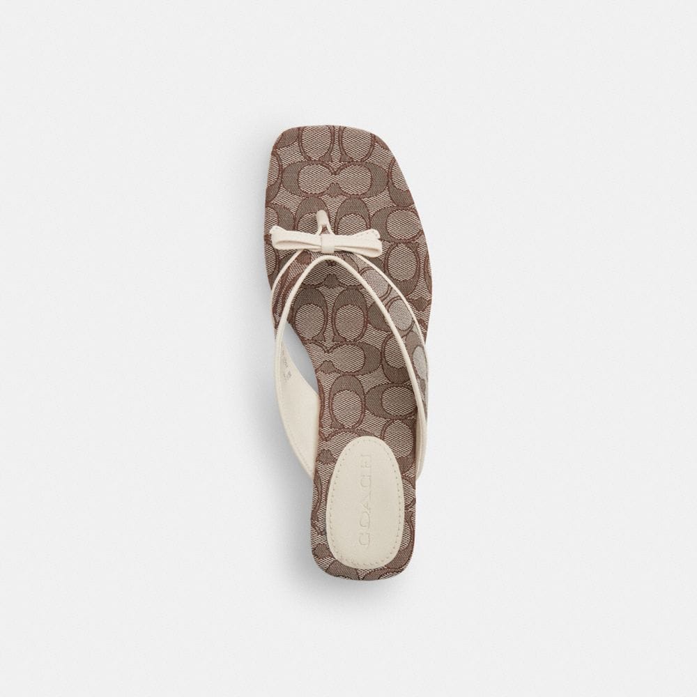 Bow Thong Kitten Heel In Signature Jacquard