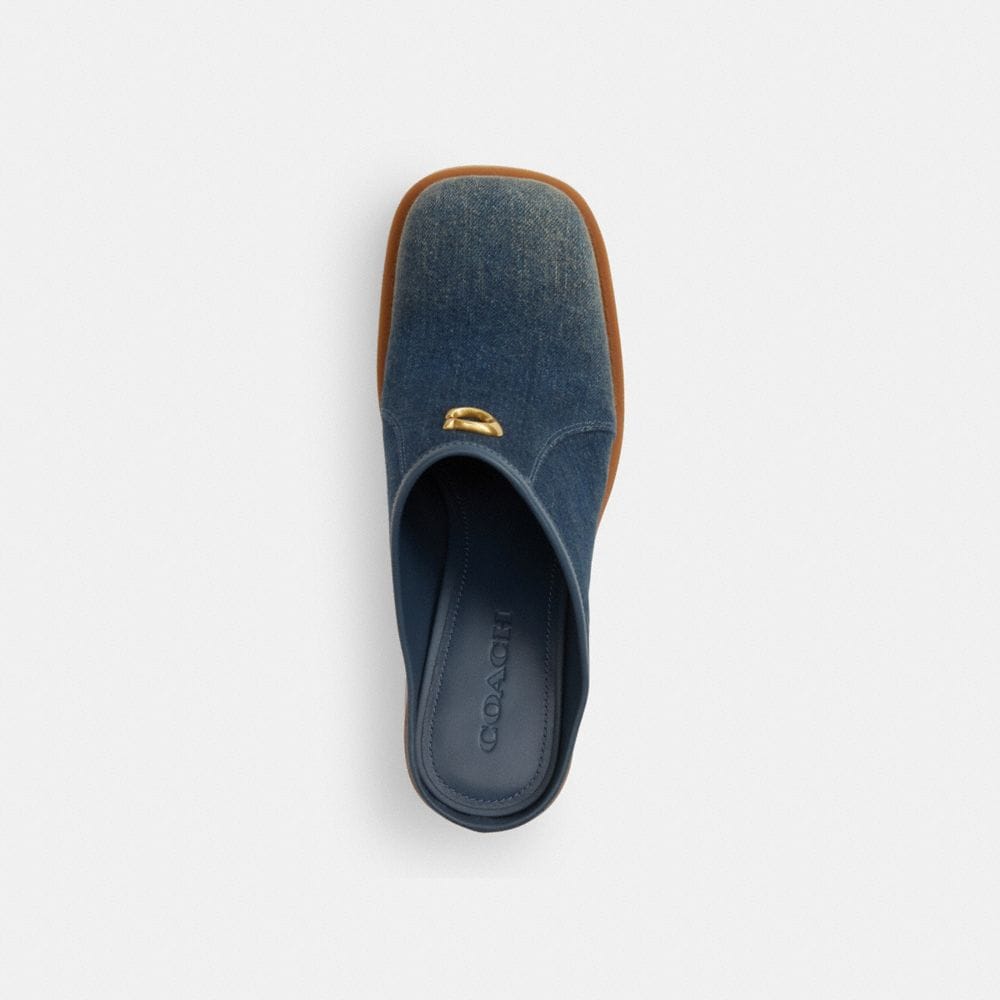Sculpted C Heeled Mule In Loved Denim