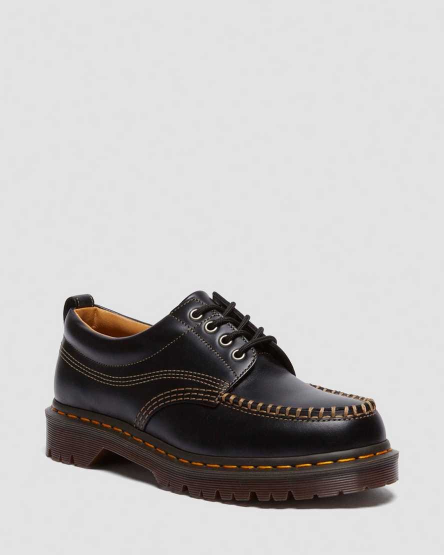 Lowell Leather Moc Toe Shoes — Black