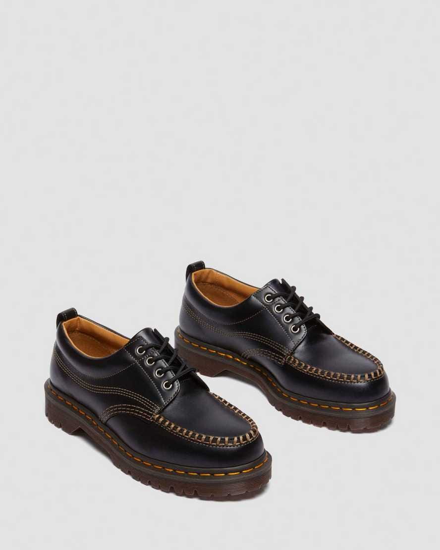 Lowell Leather Moc Toe Shoes — Black