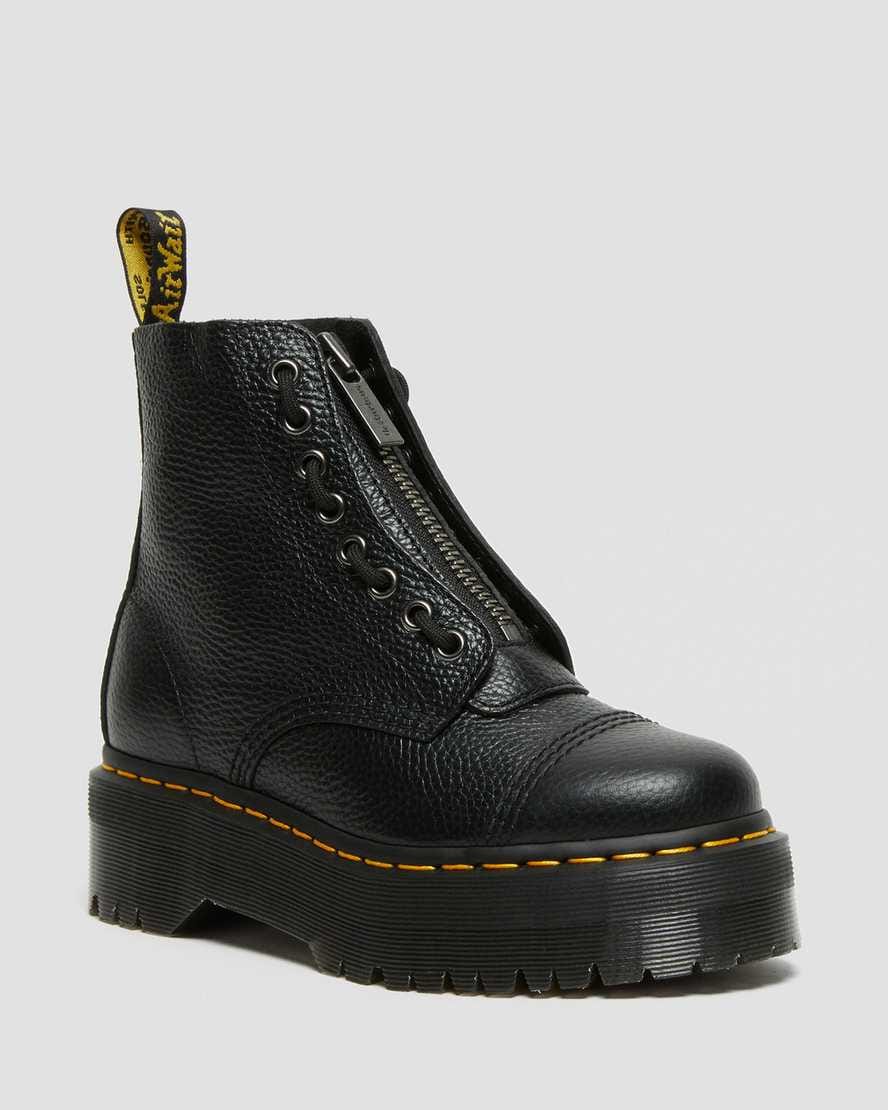 Sinclair Milled Nappa Leather Platform Boots — BLACK MILLED NAPPA