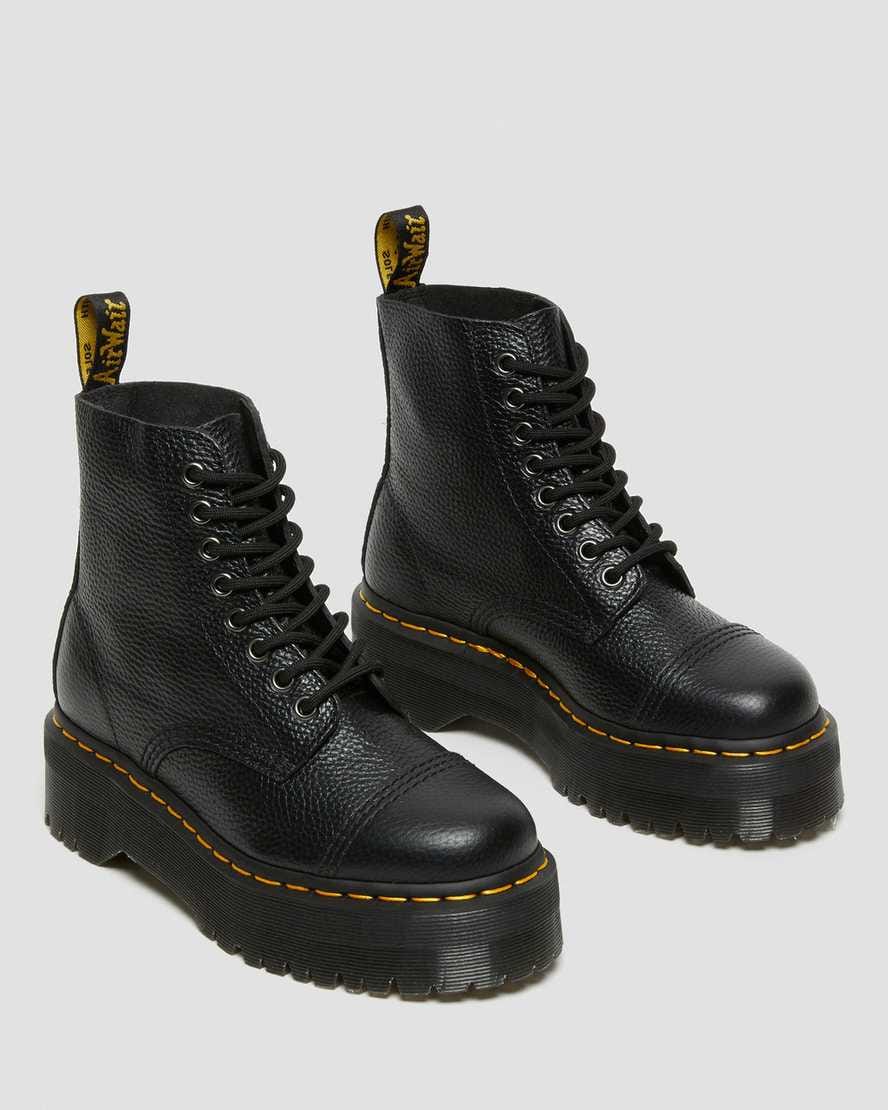 Sinclair Milled Nappa Leather Platform Boots — BLACK MILLED NAPPA