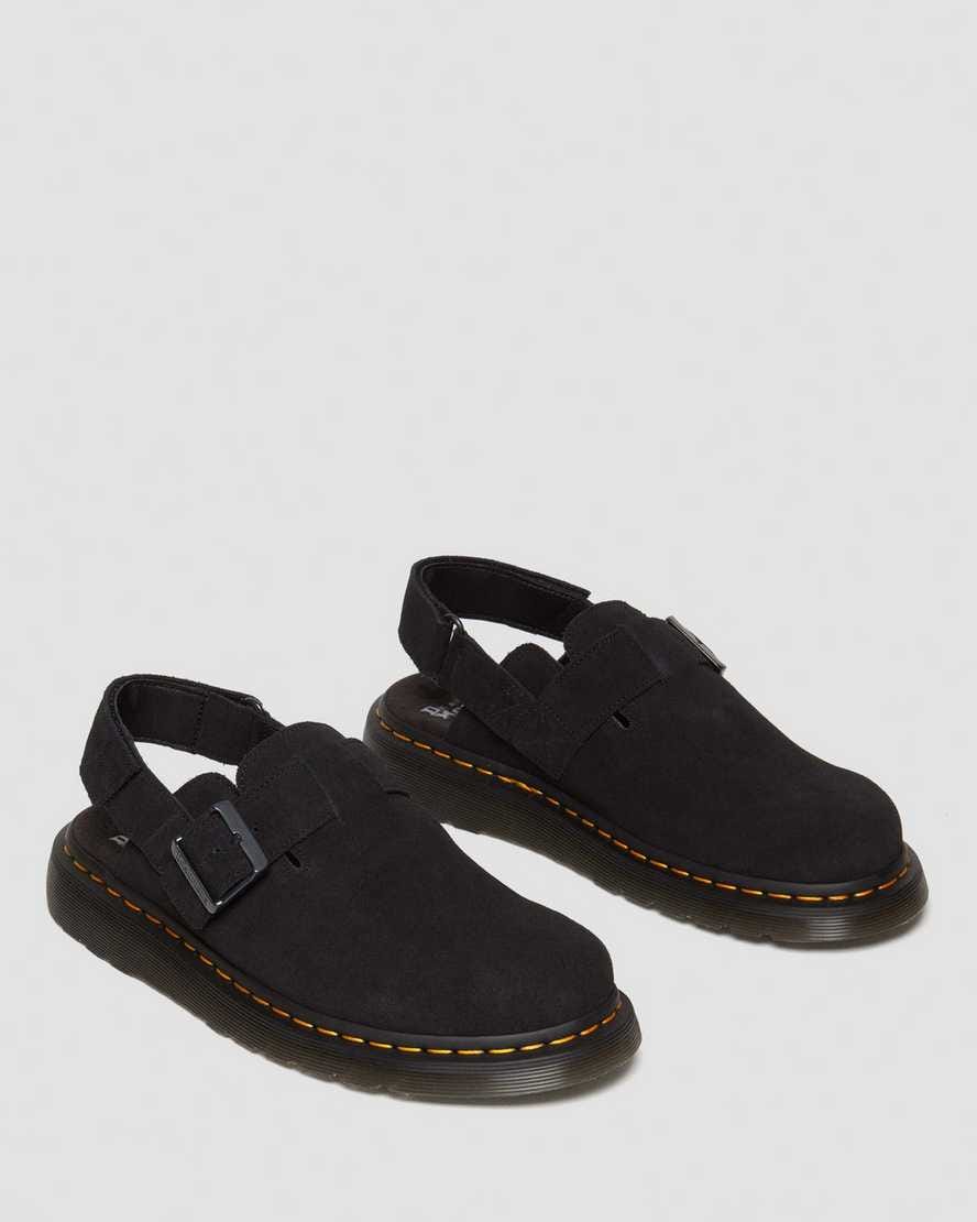 Jorge II Suede Slingback Mules — Black