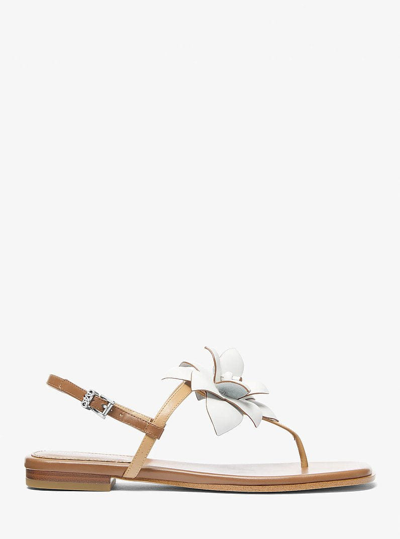 Jacie Floral Embellished Leather T-Strap Sandal