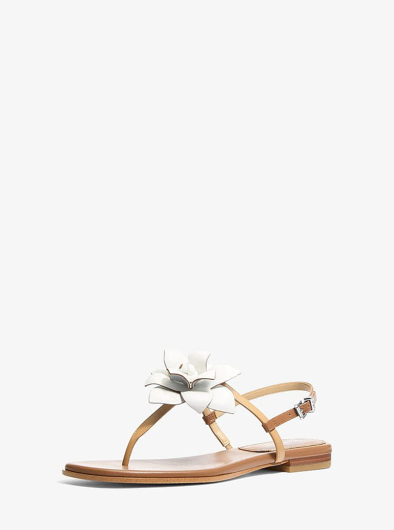 Jacie Floral Embellished Leather T-Strap Sandal