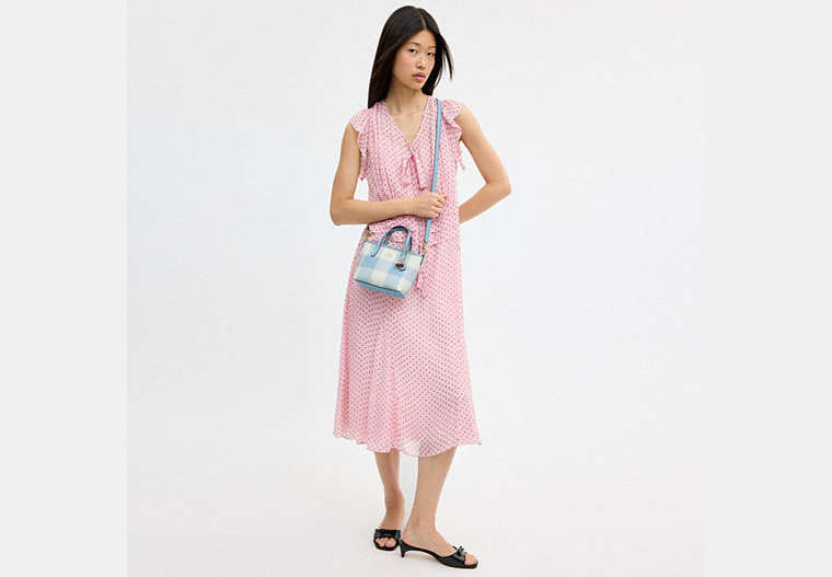 City Mini Tote Bag With Gingham Print And Charm
