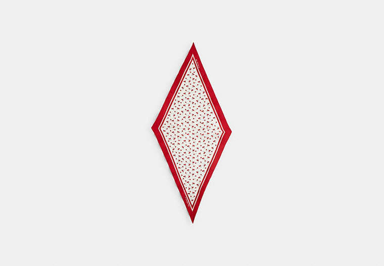 Micro Cherry Print Silk Diamond Scarf