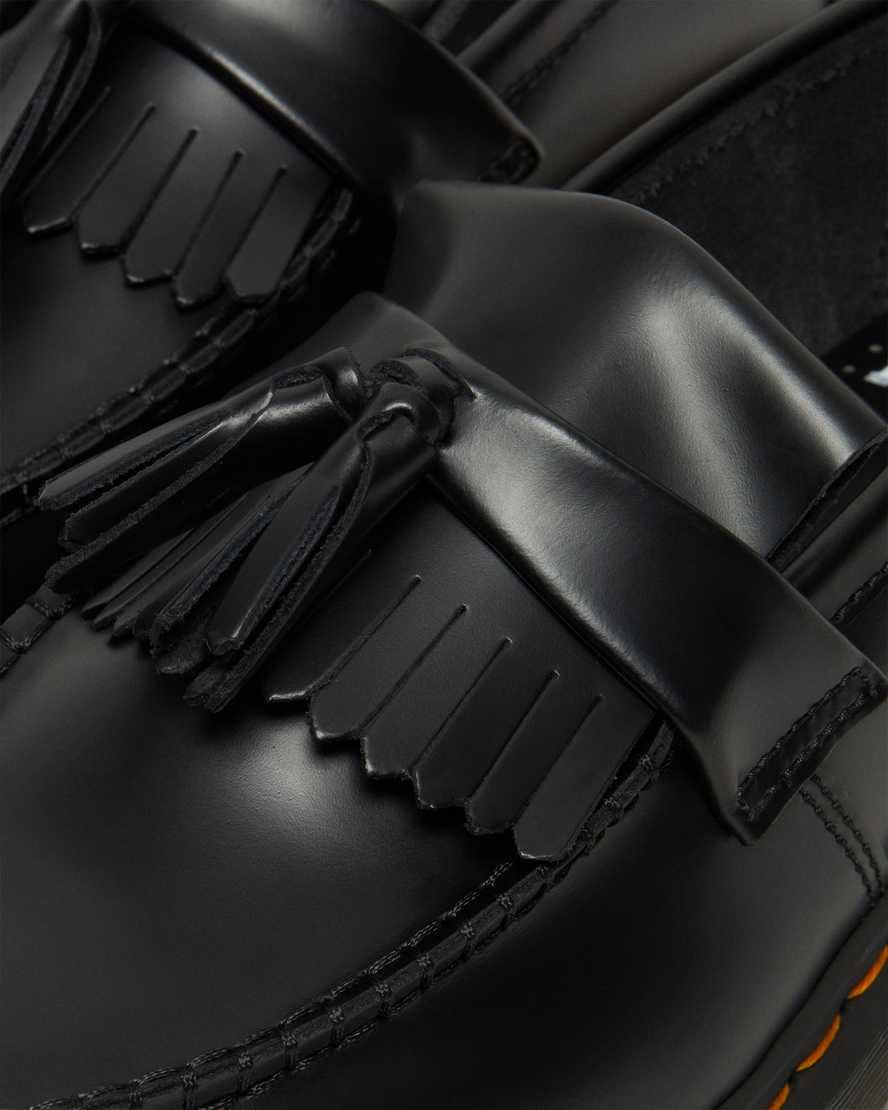 Adrian Bex Smooth Leather Tassel Loafers — Black