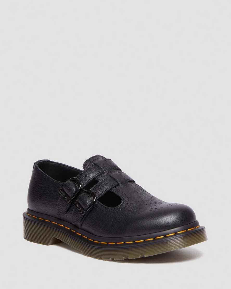 8065 Virginia Leather Mary Jane Shoes — Black