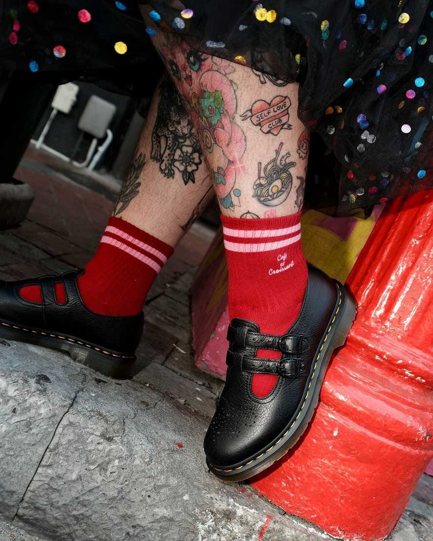 8065 Virginia Leather Mary Jane Shoes — Black